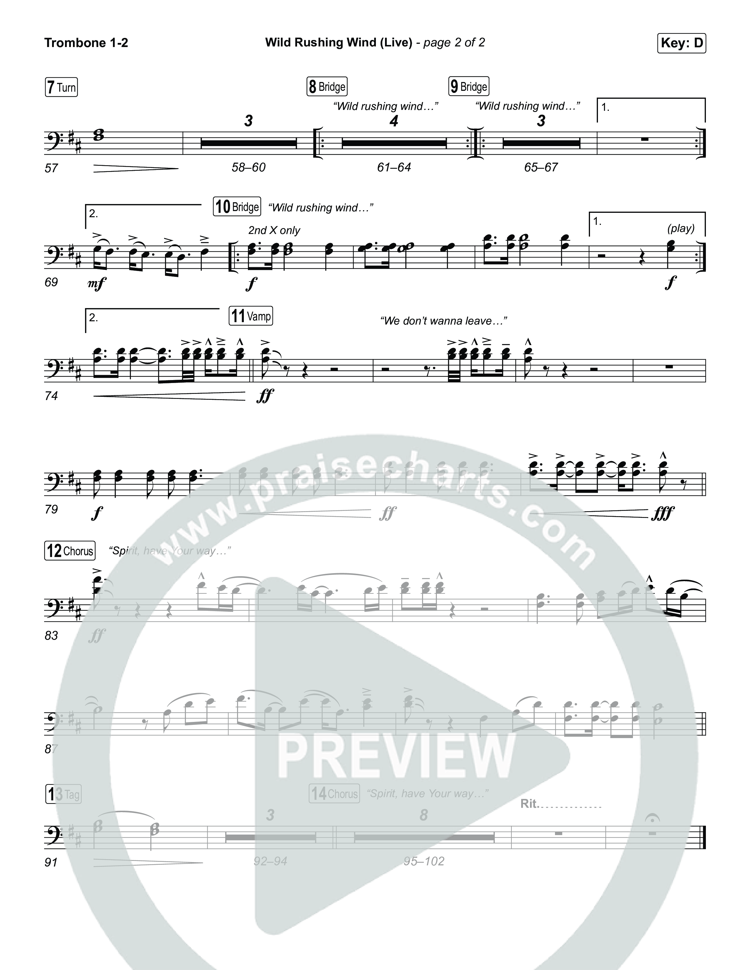 Wild Rushing Wind (Live) Trombone 1,2 (SEU Worship)