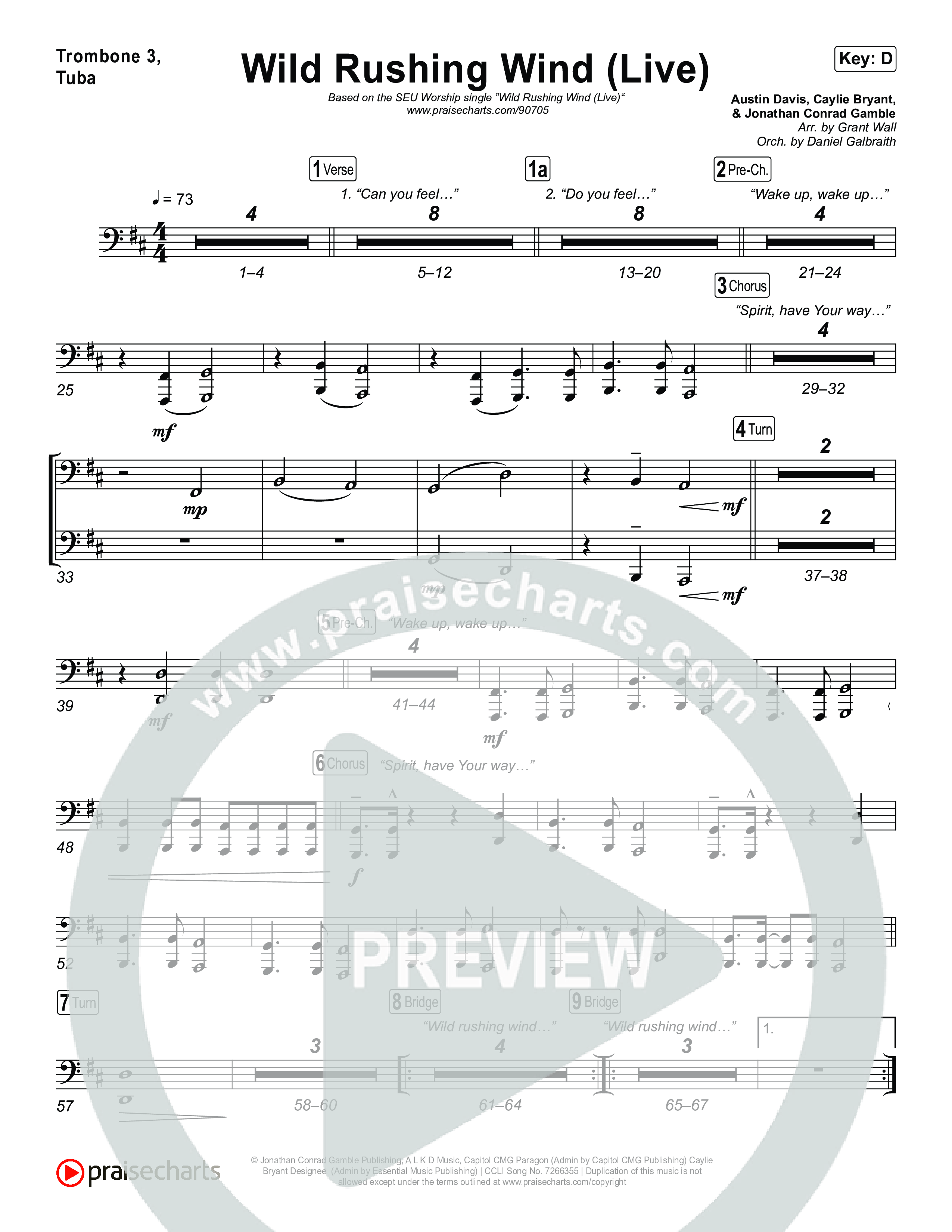 Wild Rushing Wind (Live) Trombone 1,2 (SEU Worship)