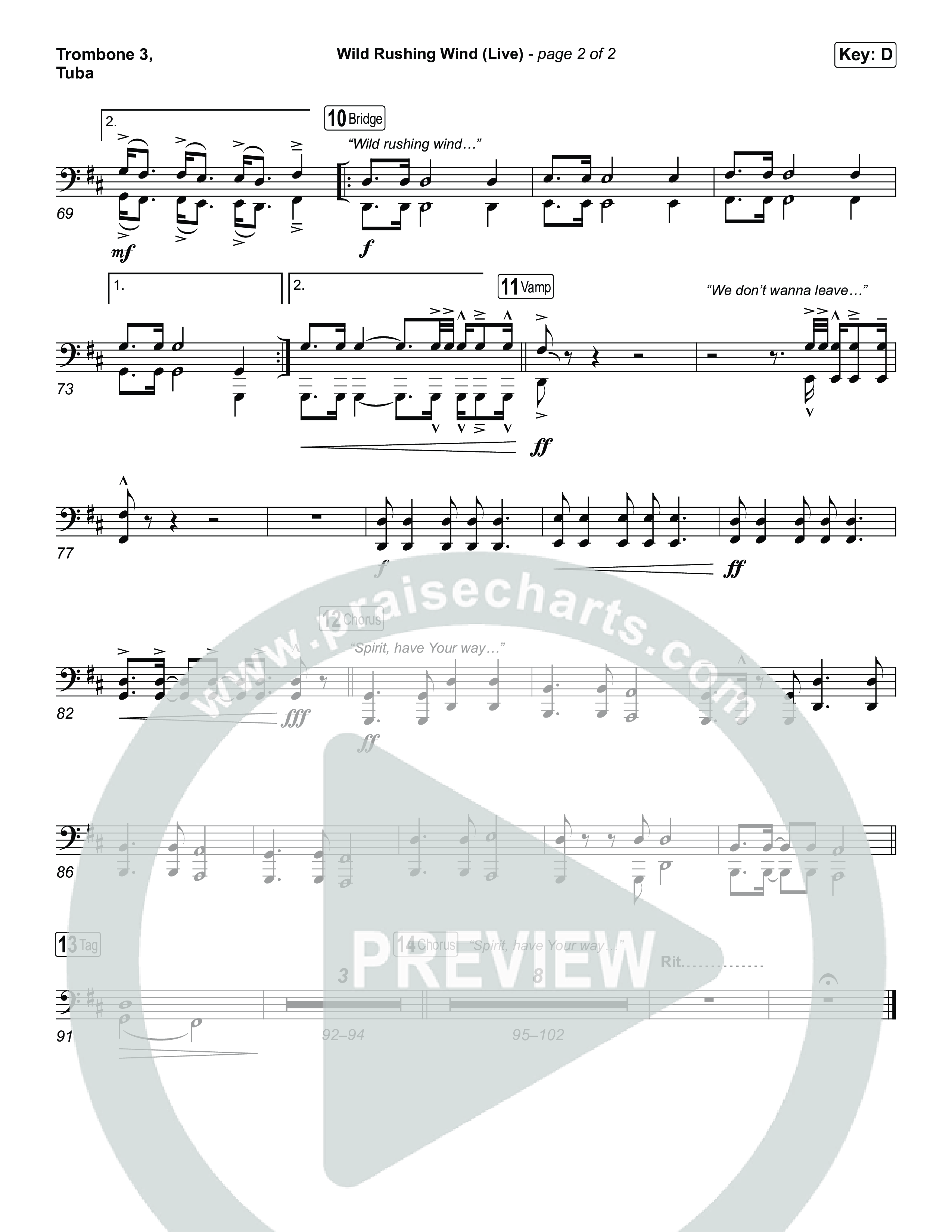 Wild Rushing Wind (Live) Trombone 3/Tuba (SEU Worship)