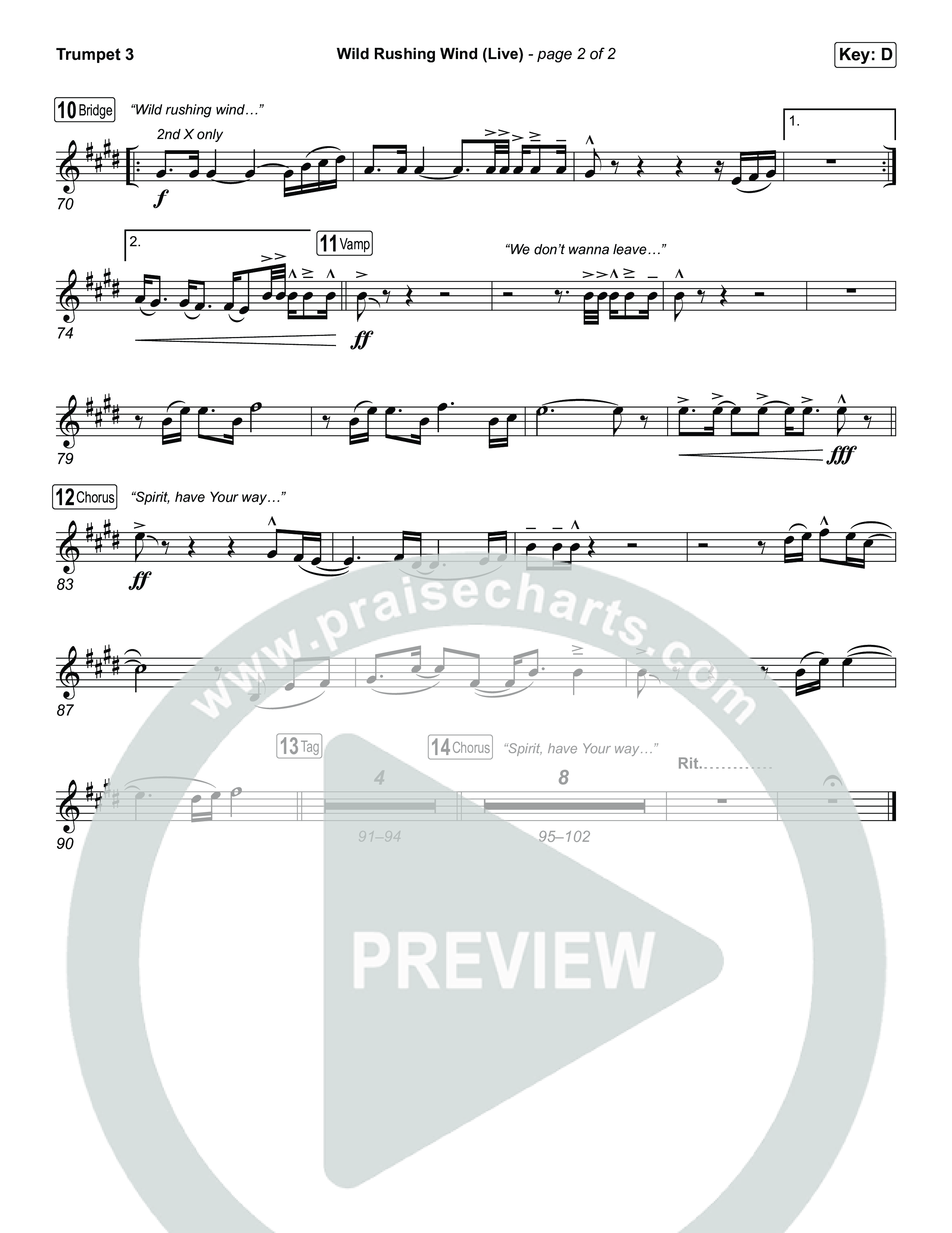 Wild Rushing Wind (Live) Trumpet 3 (SEU Worship)