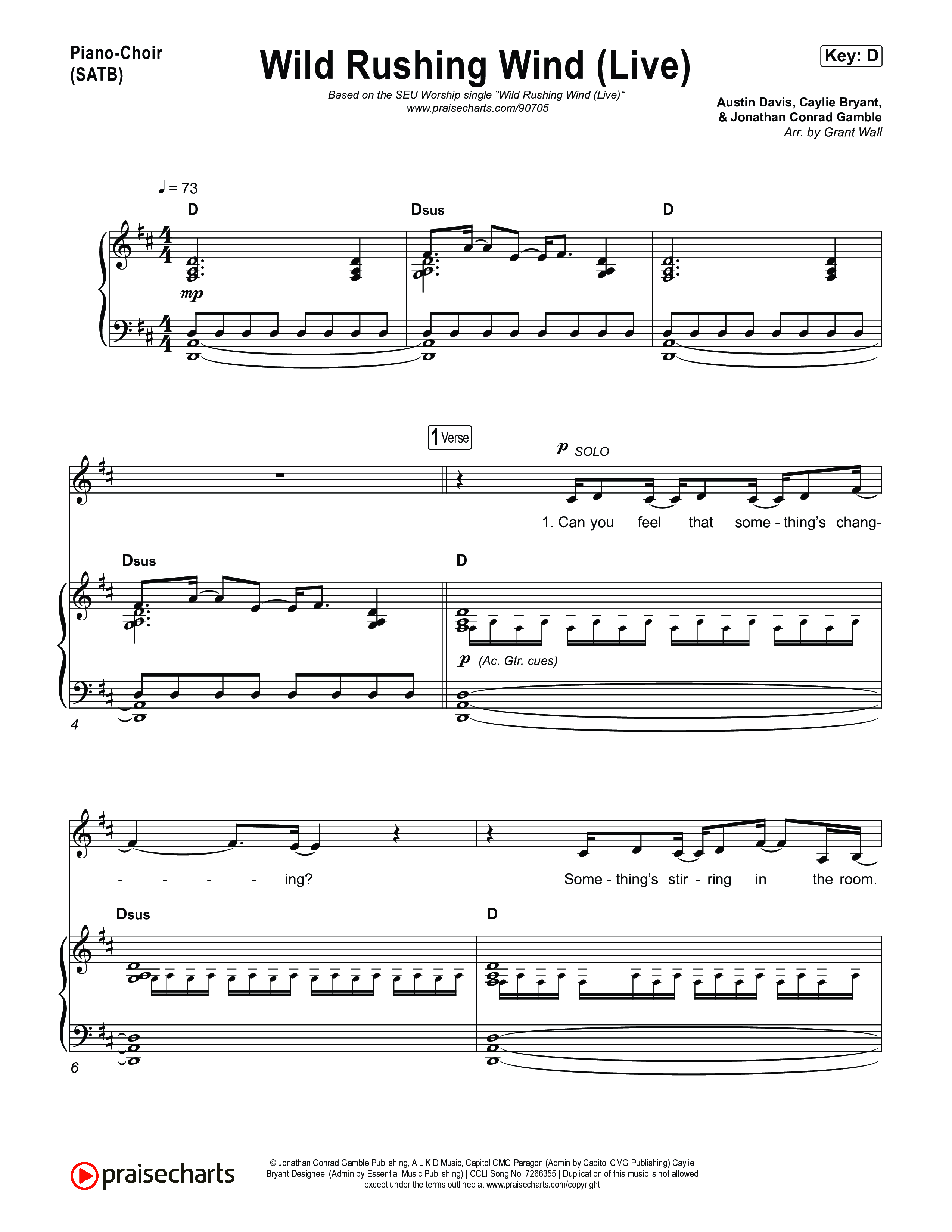Wild Rushing Wind Piano/Vocal Pack (SEU Worship)