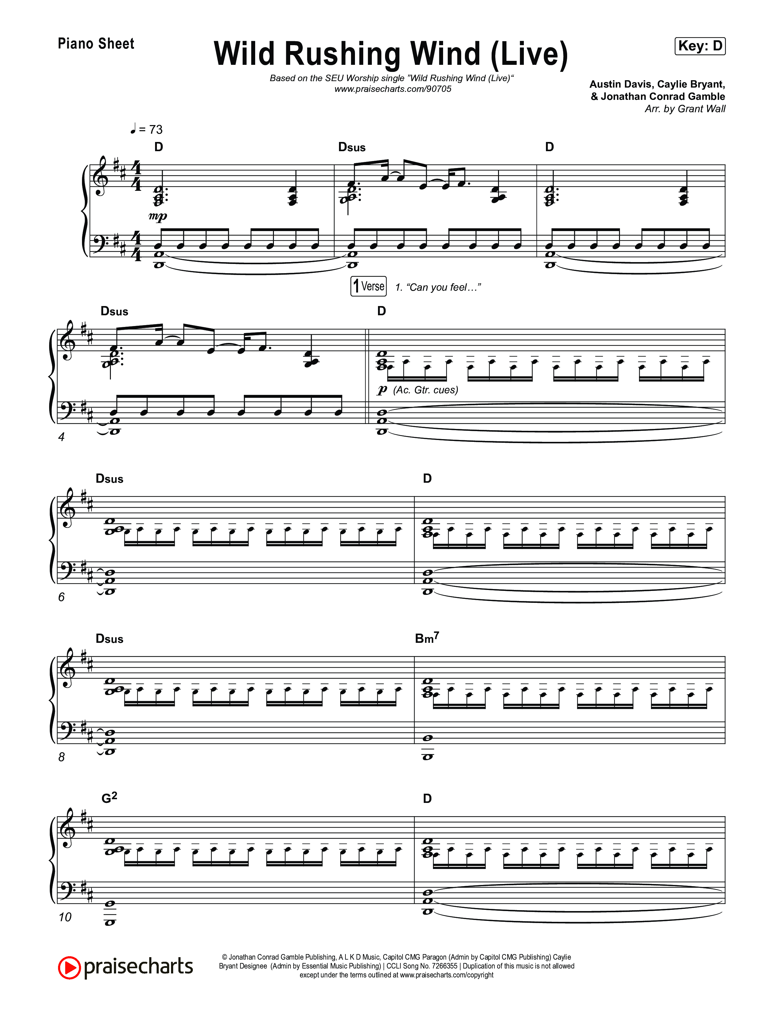 Wild Rushing Wind Piano Sheet (SEU Worship)