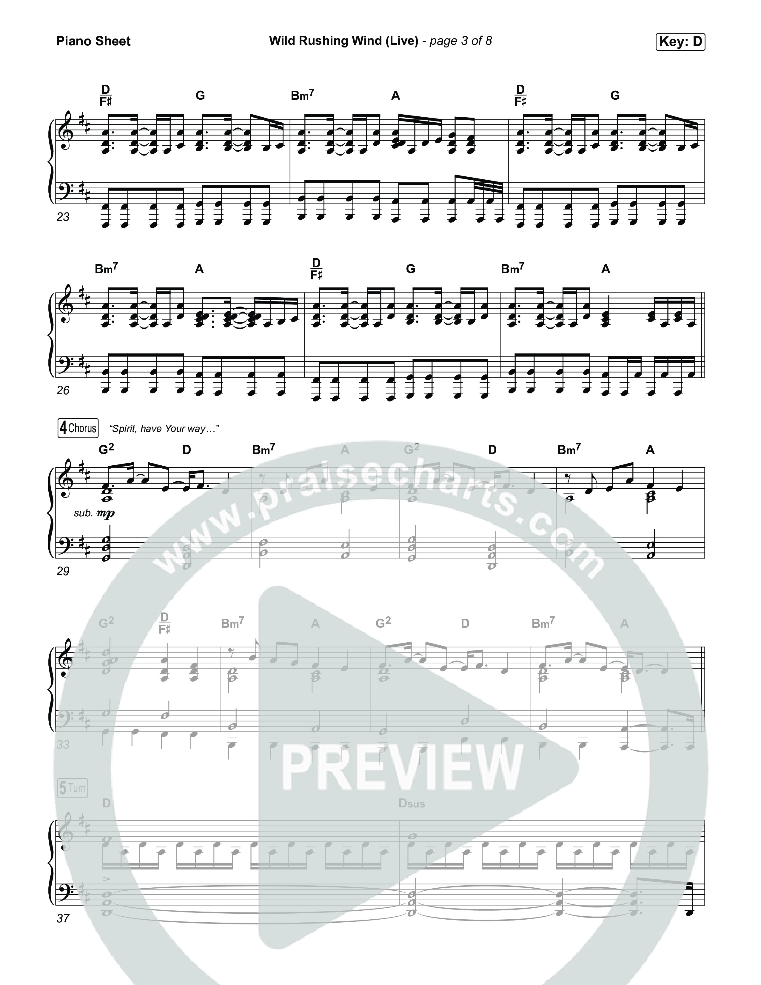 Wild Rushing Wind Piano Sheet (SEU Worship)