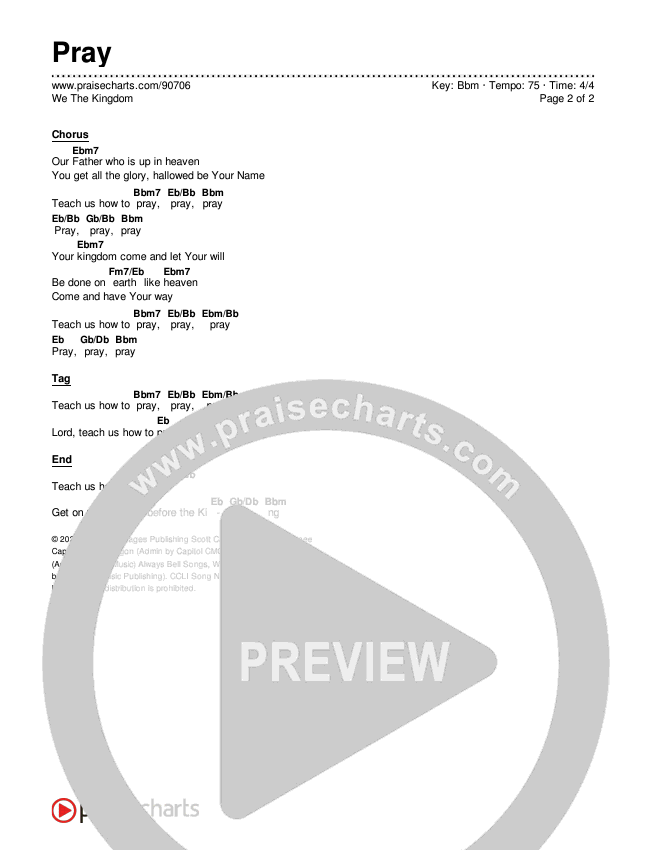 Pray Chords & Lyrics (We The Kingdom)