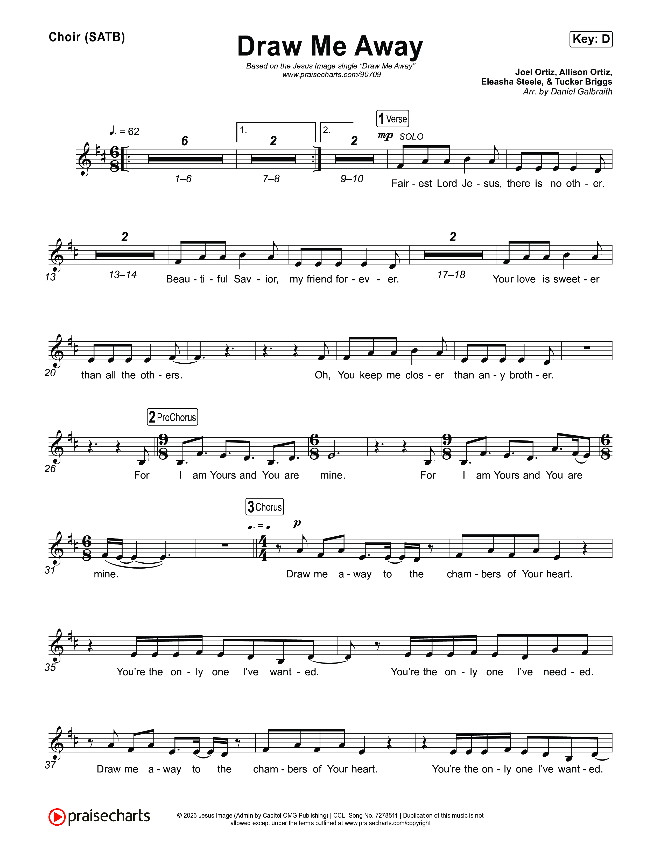 Draw Me Away Choir Sheet (SATB) (Jesus Image)