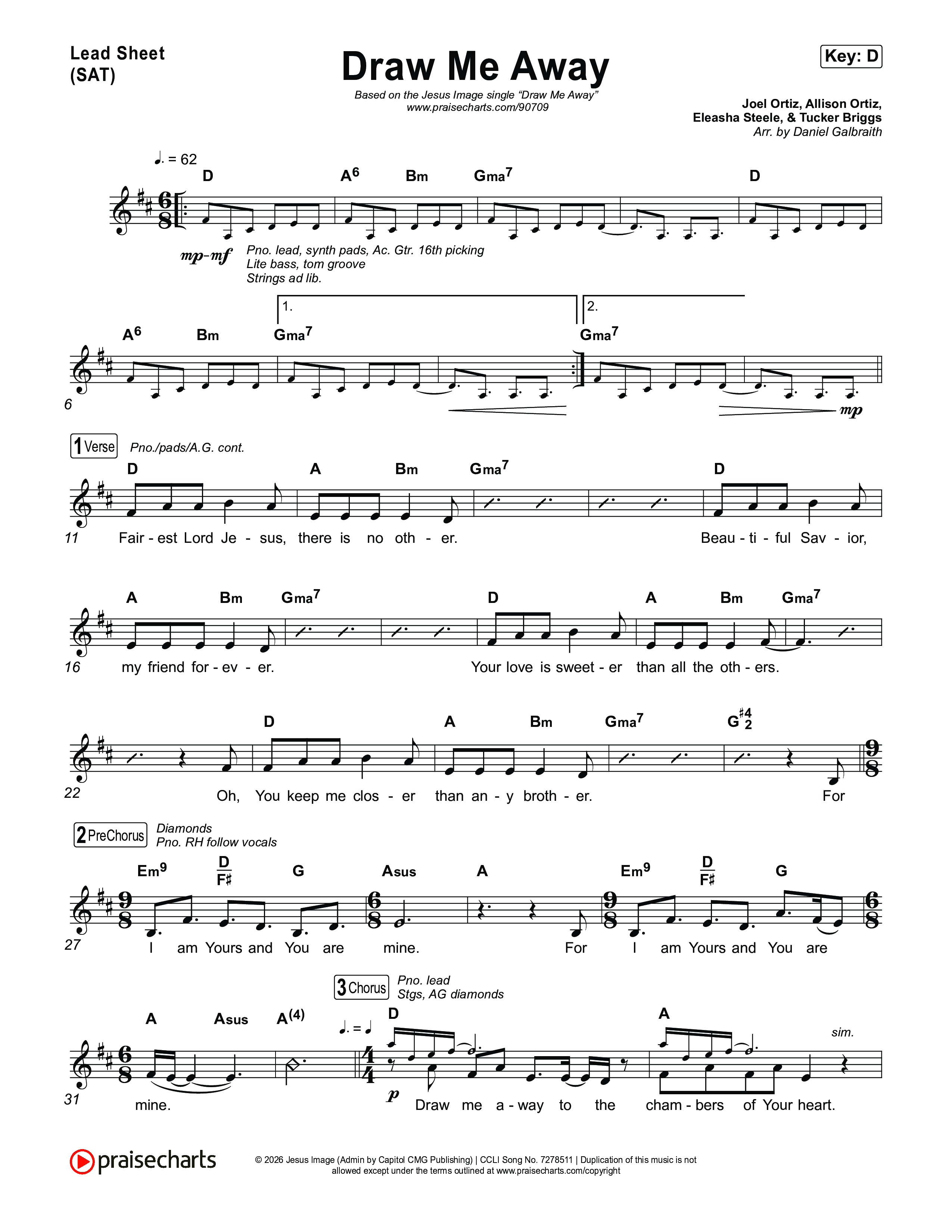 Draw Me Away Lead Sheet (SAT) (Jesus Image)
