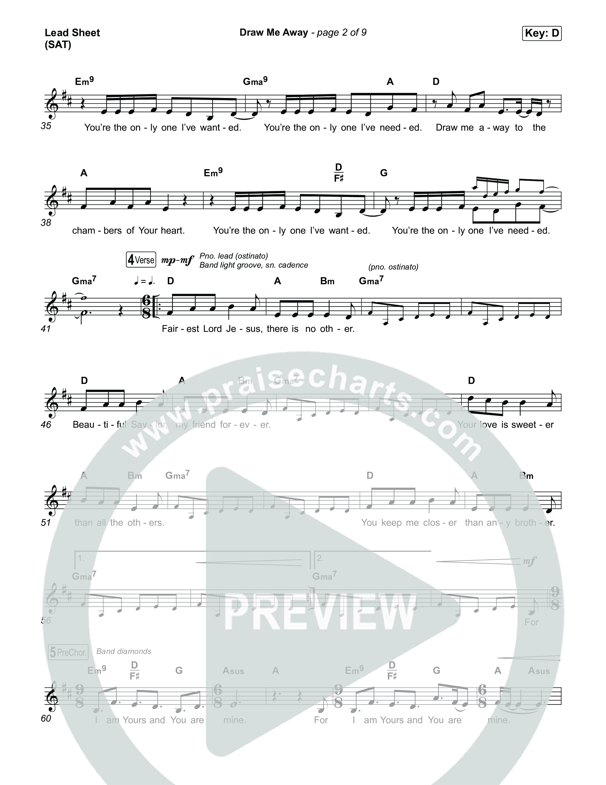 Draw Me Away Lead Sheet (SAT) (Jesus Image)