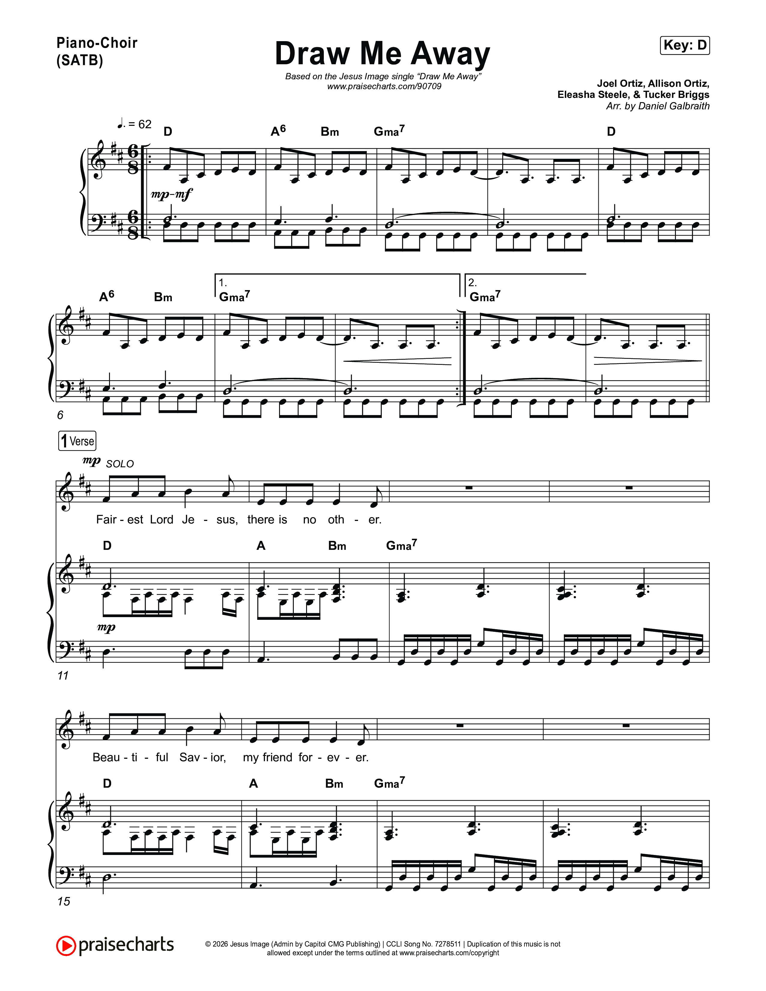 Draw Me Away Piano/Vocal (SATB) (Jesus Image)