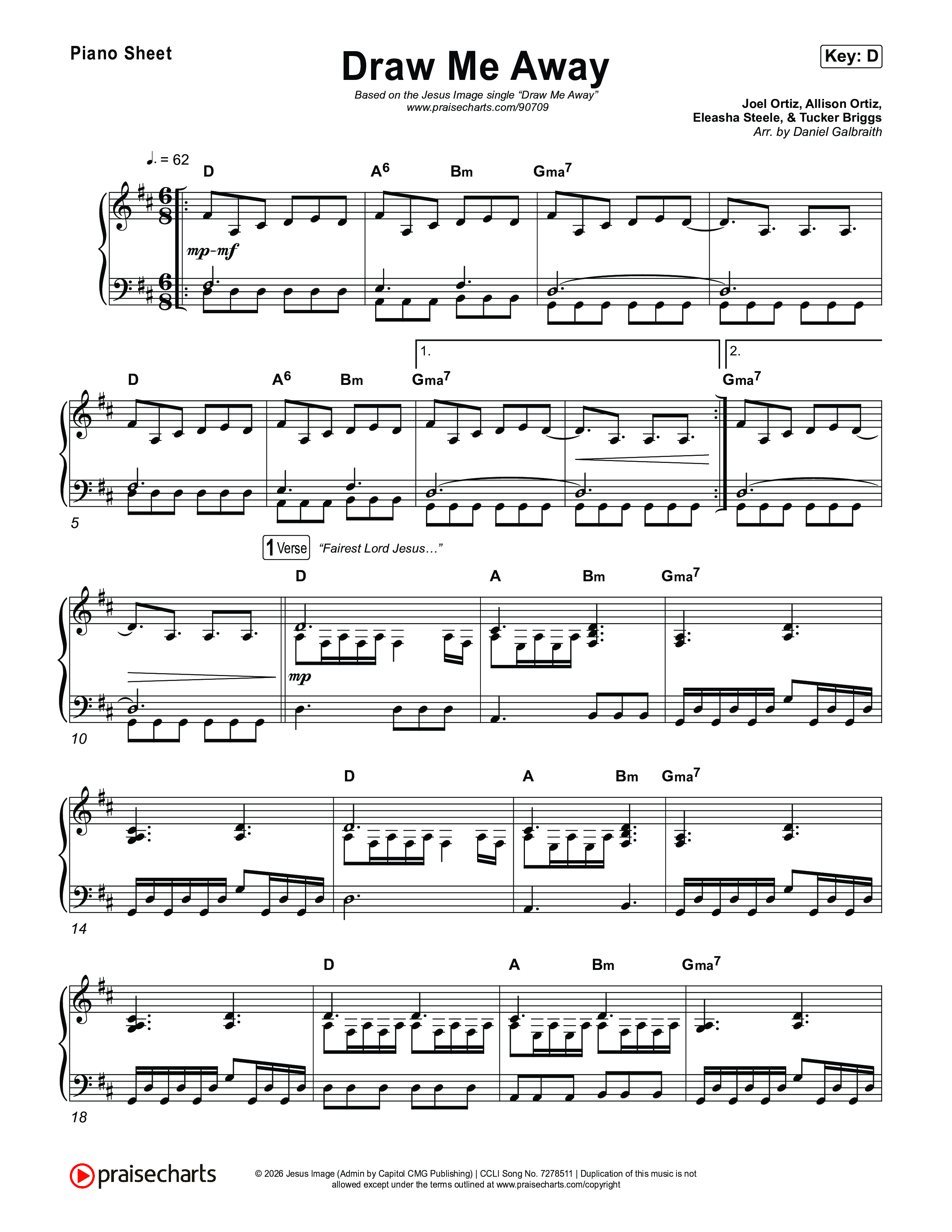 Draw Me Away Piano Sheet (Jesus Image)