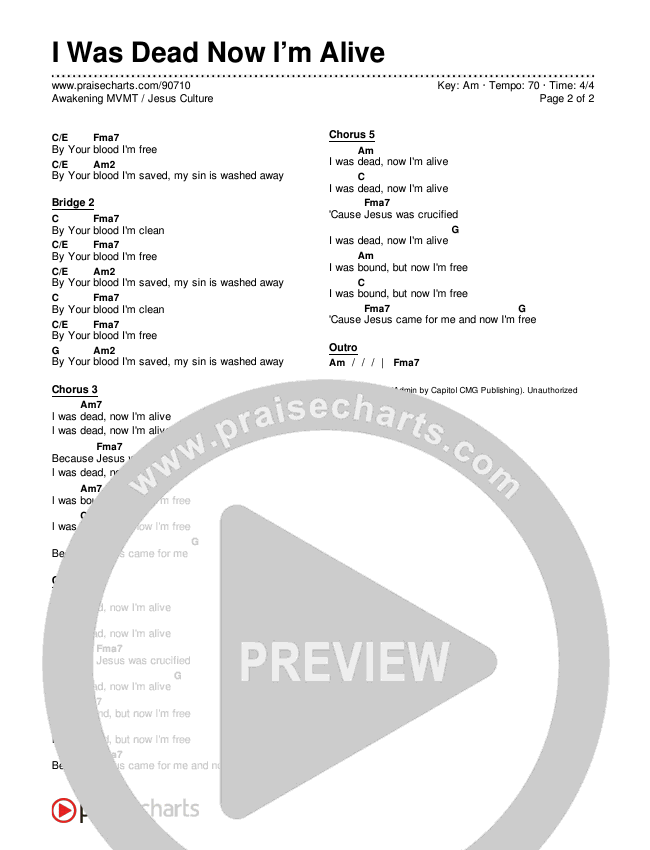 I Was Dead Now I’m Alive Chords & Lyrics (Awakening MVMT / Jesus Culture)