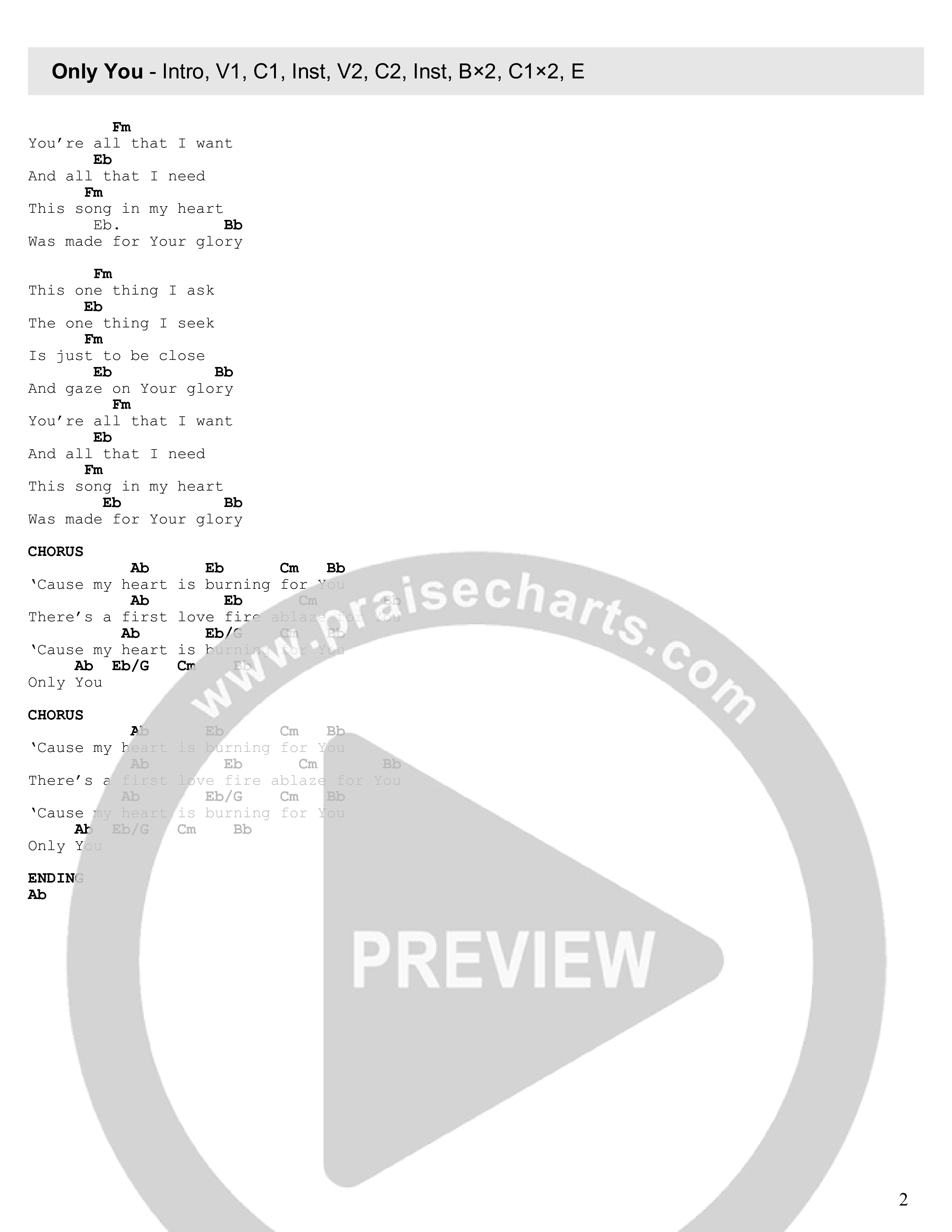 Only You Chord Chart (Impact Worship / Emilia Owens)