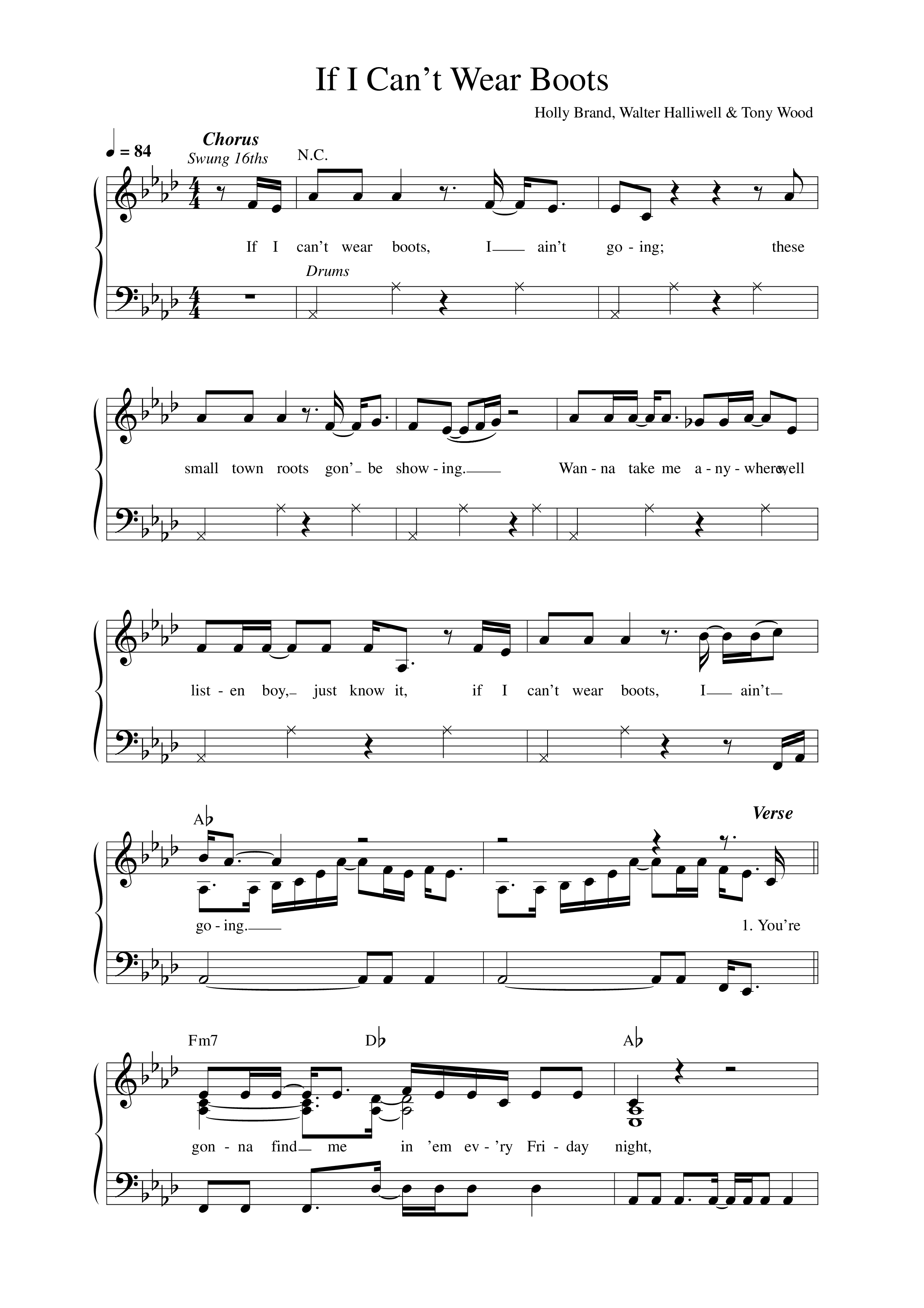 If I Can't Wear Boots Lead Sheet Melody (Holly Brand)