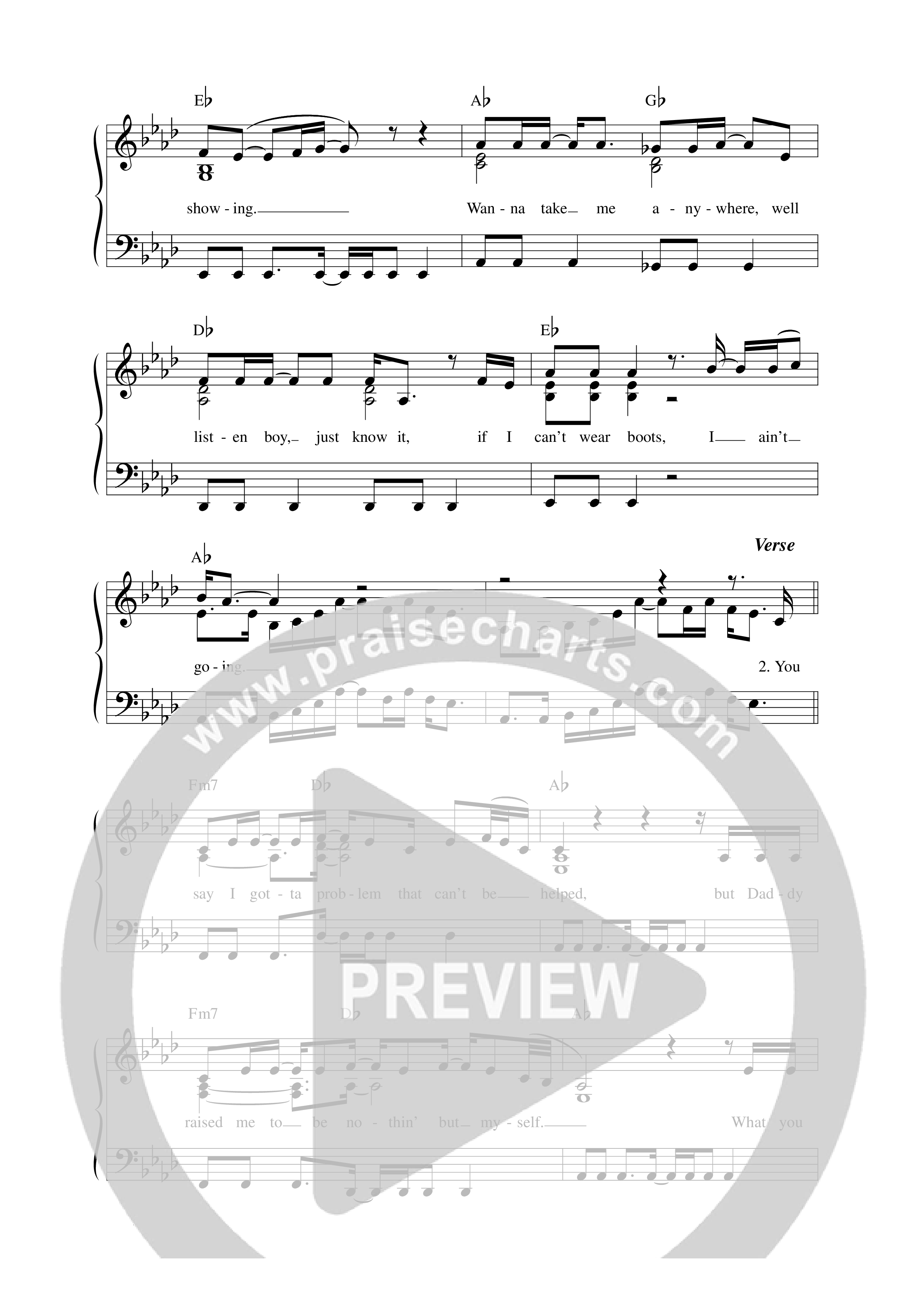 If I Can't Wear Boots Lead Sheet Melody (Holly Brand)