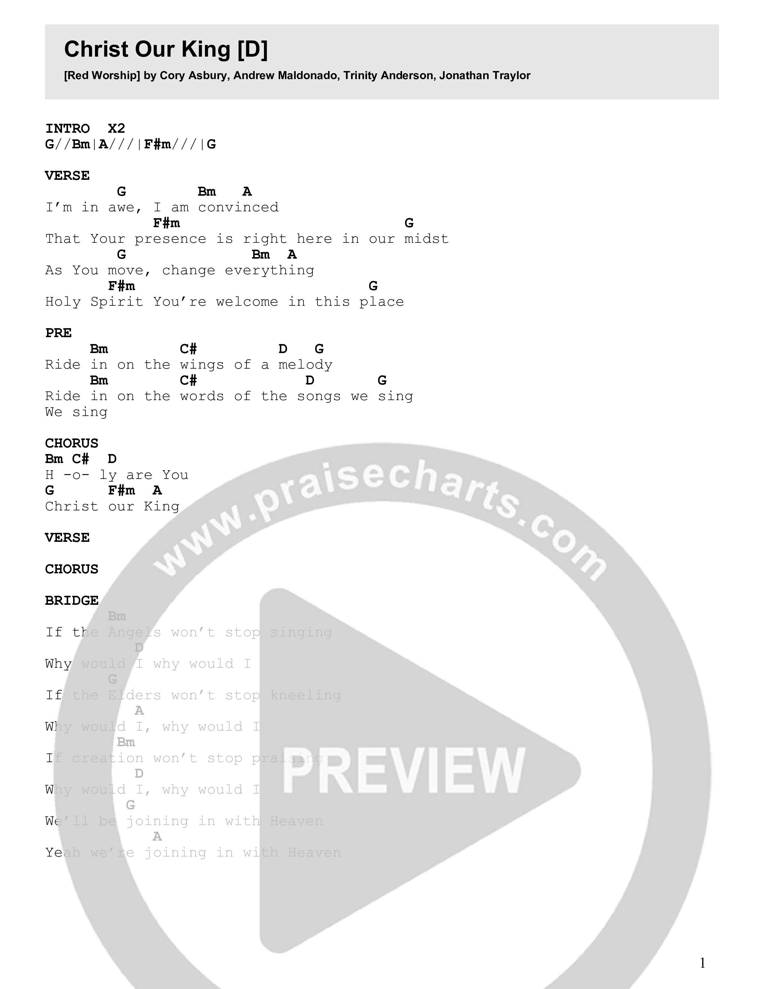 Christ Our King Chord Chart (Red Worship)