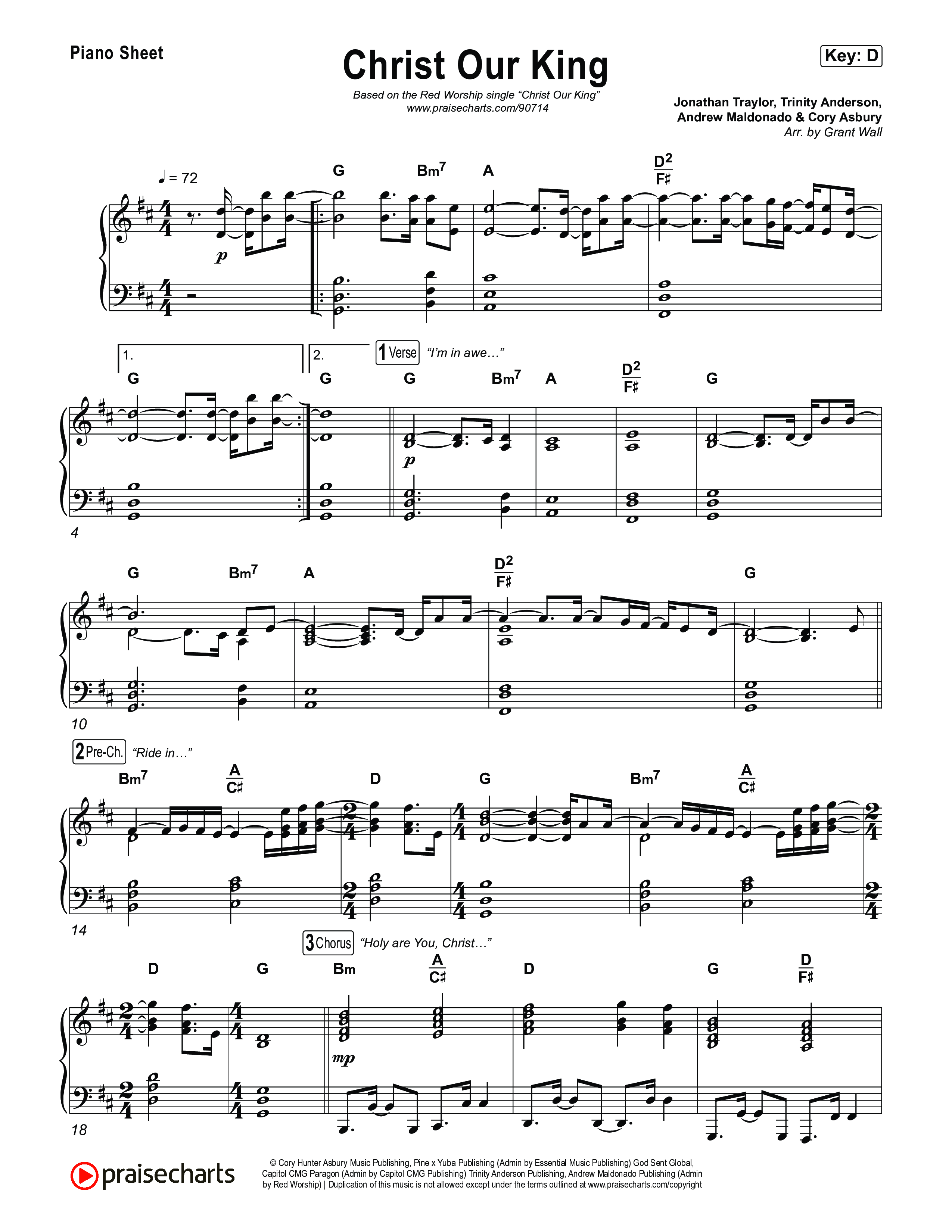 Christ Our King Piano Sheet (Red Worship)
