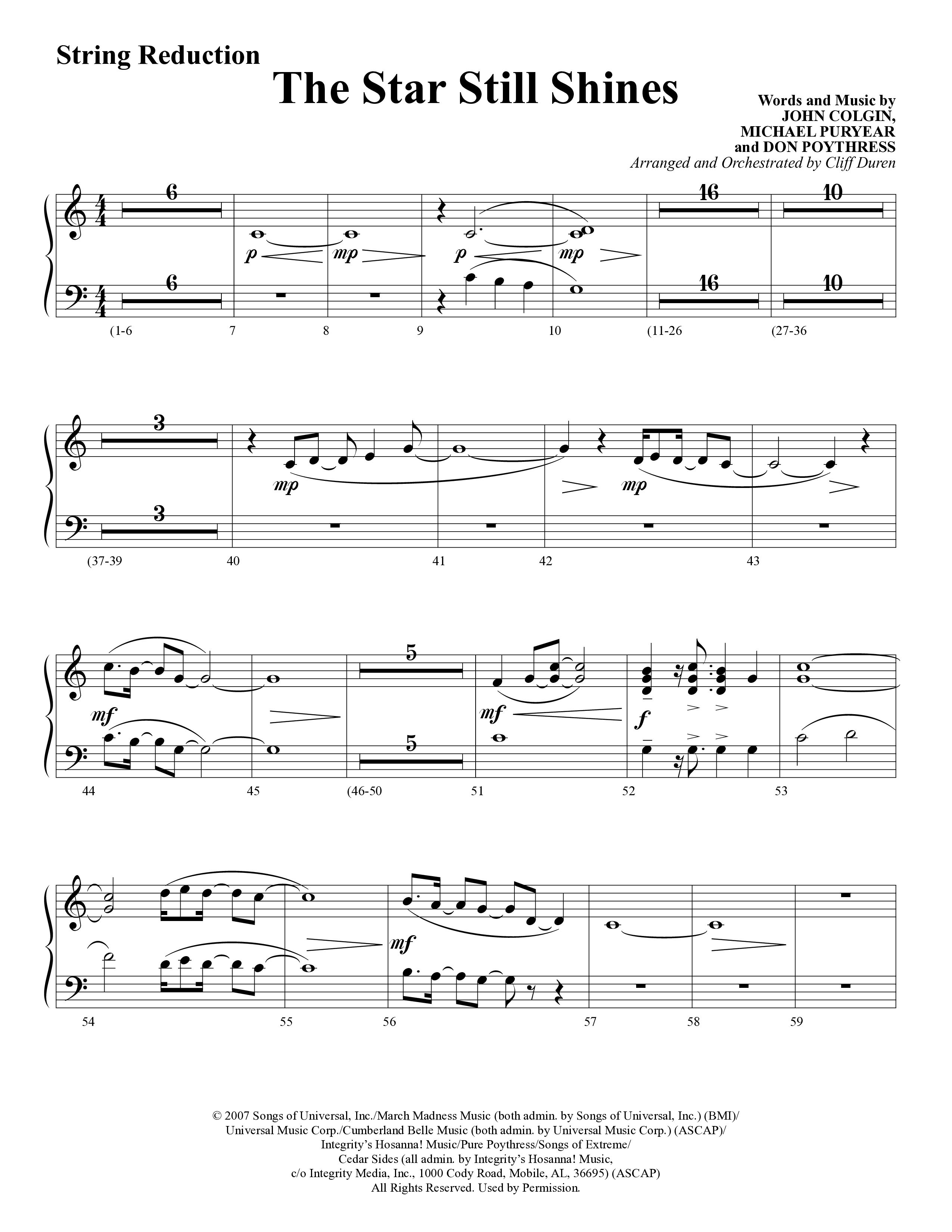 The Star Still Shines (10 Song Choral Collection) Song 8 (Orchestration) (Arr. Cliff Duren)