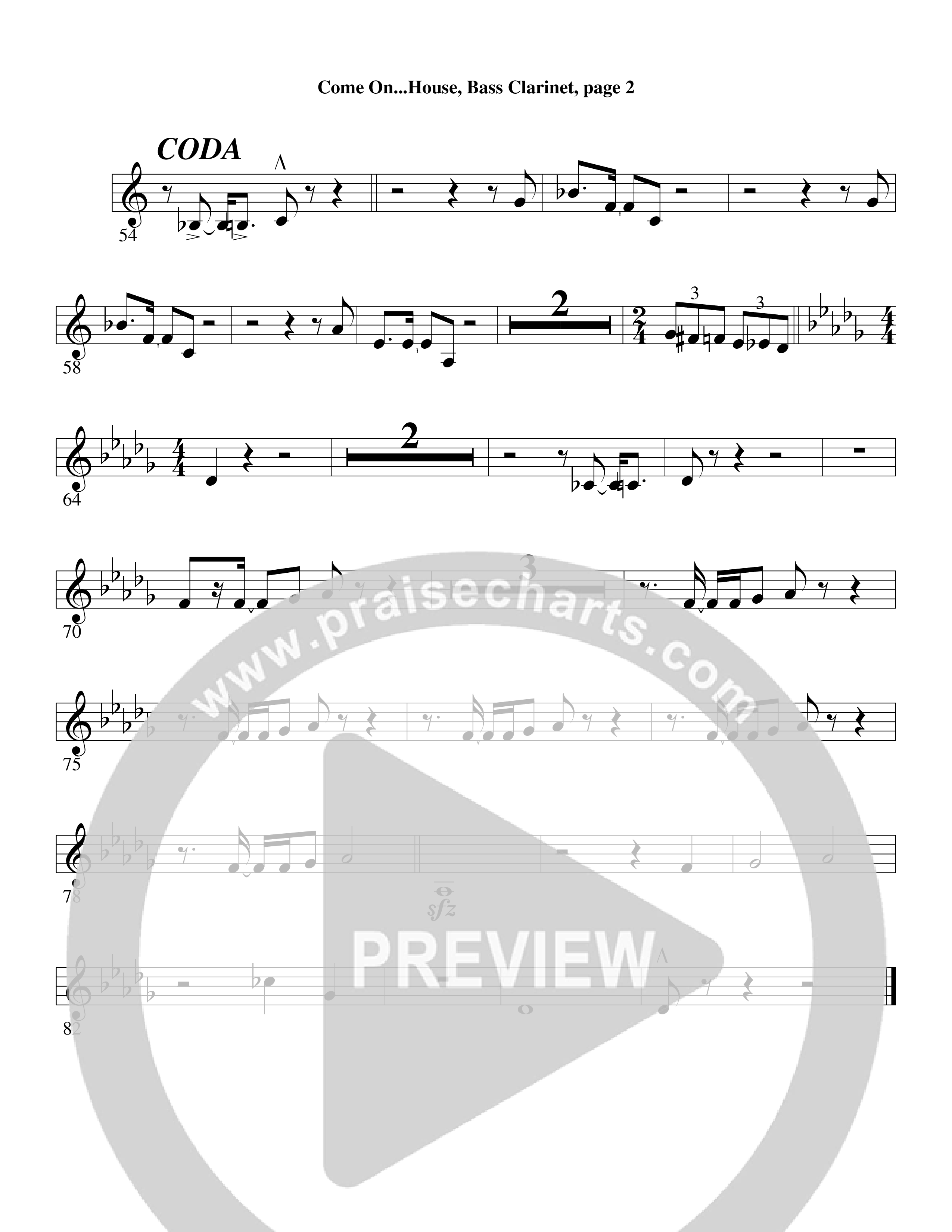 Come On into the House (Choral Anthem SATB) Bass Clarinet (Word Music Choral / Arr. David Clydesdale)