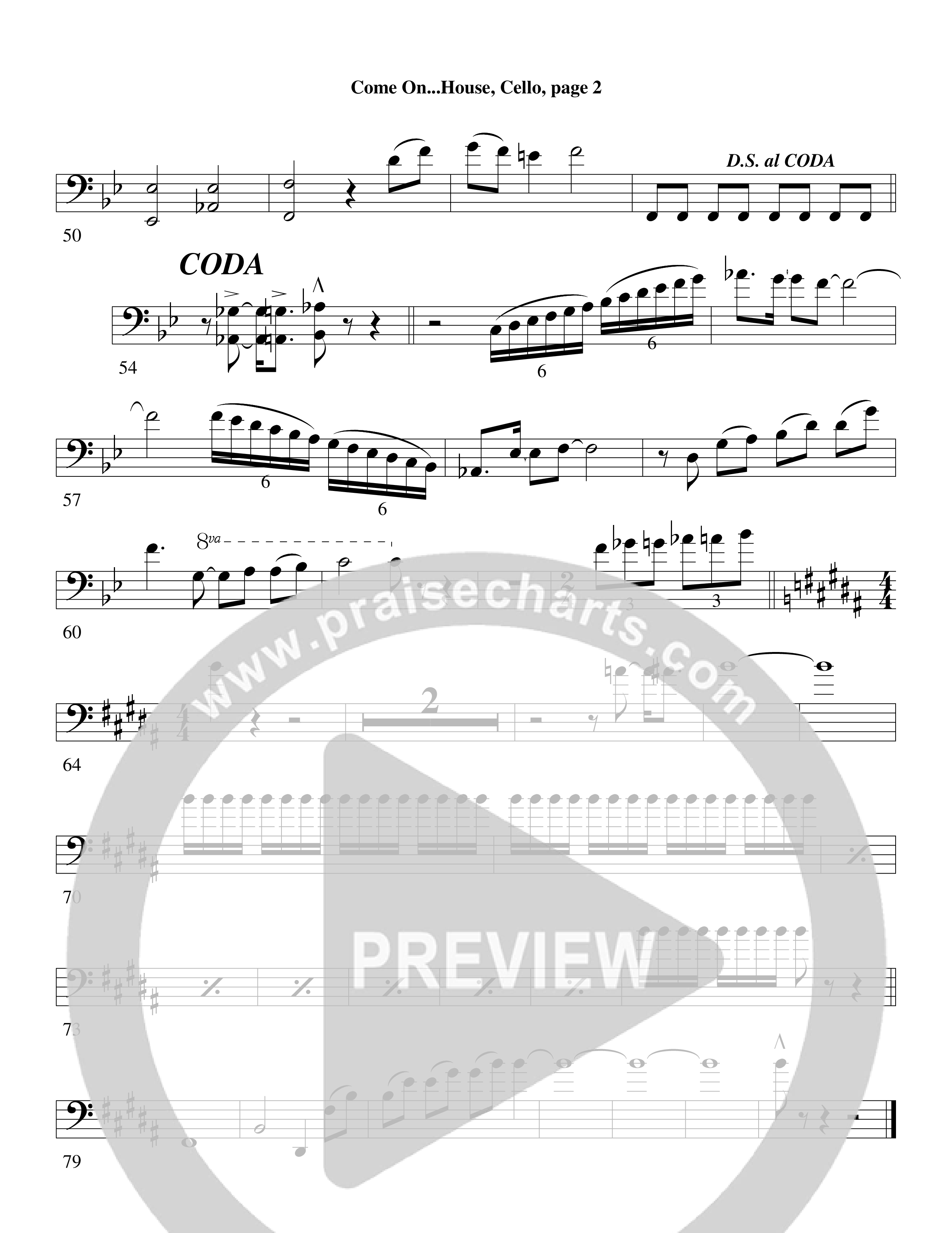 Come On into the House (Choral Anthem SATB) Cello (Word Music Choral / Arr. David Clydesdale)