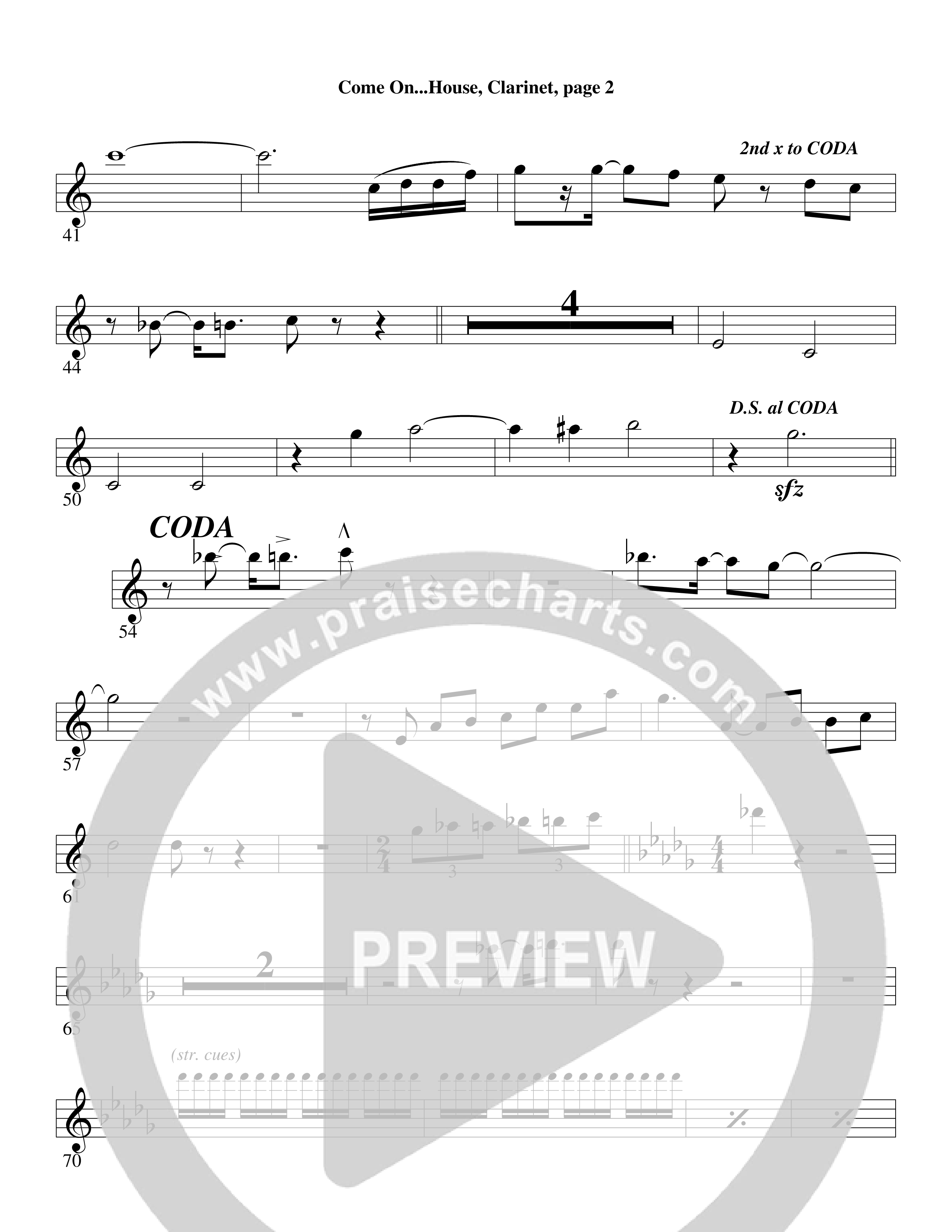 Come On into the House (Choral Anthem SATB) Clarinet (Word Music Choral / Arr. David Clydesdale)