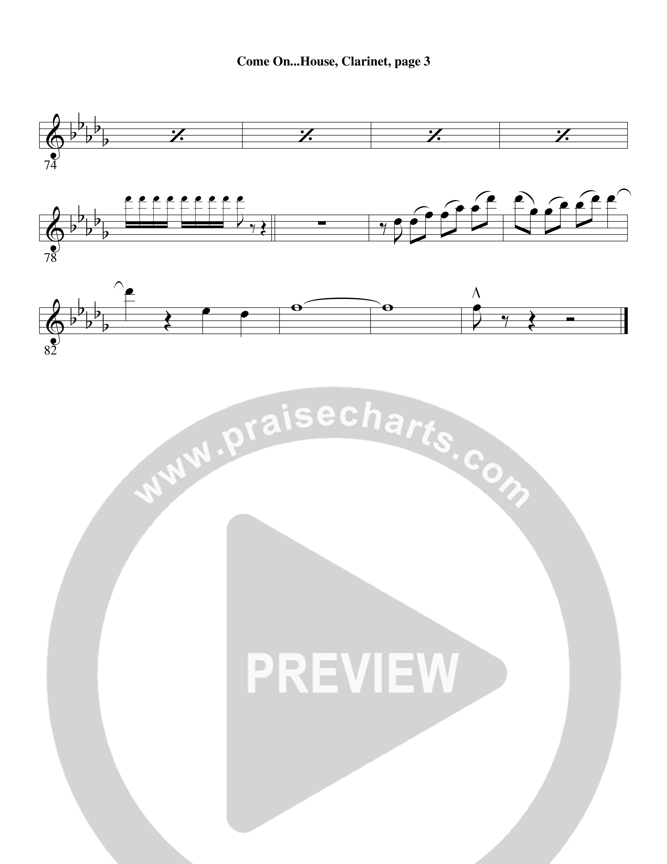 Come On into the House (Choral Anthem SATB) Clarinet (Word Music Choral / Arr. David Clydesdale)