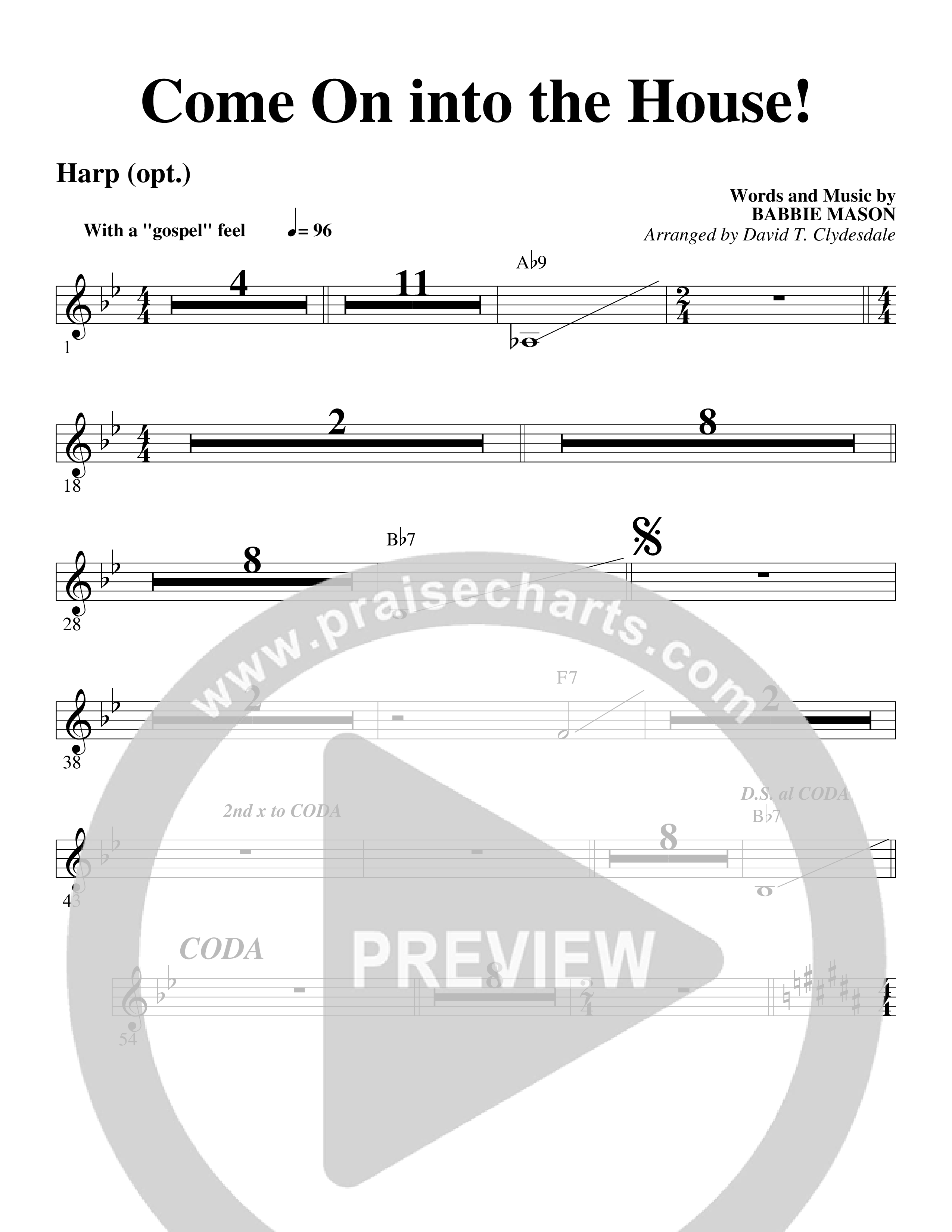 Come On into the House (Choral Anthem SATB) Harp (Word Music Choral / Arr. David Clydesdale)