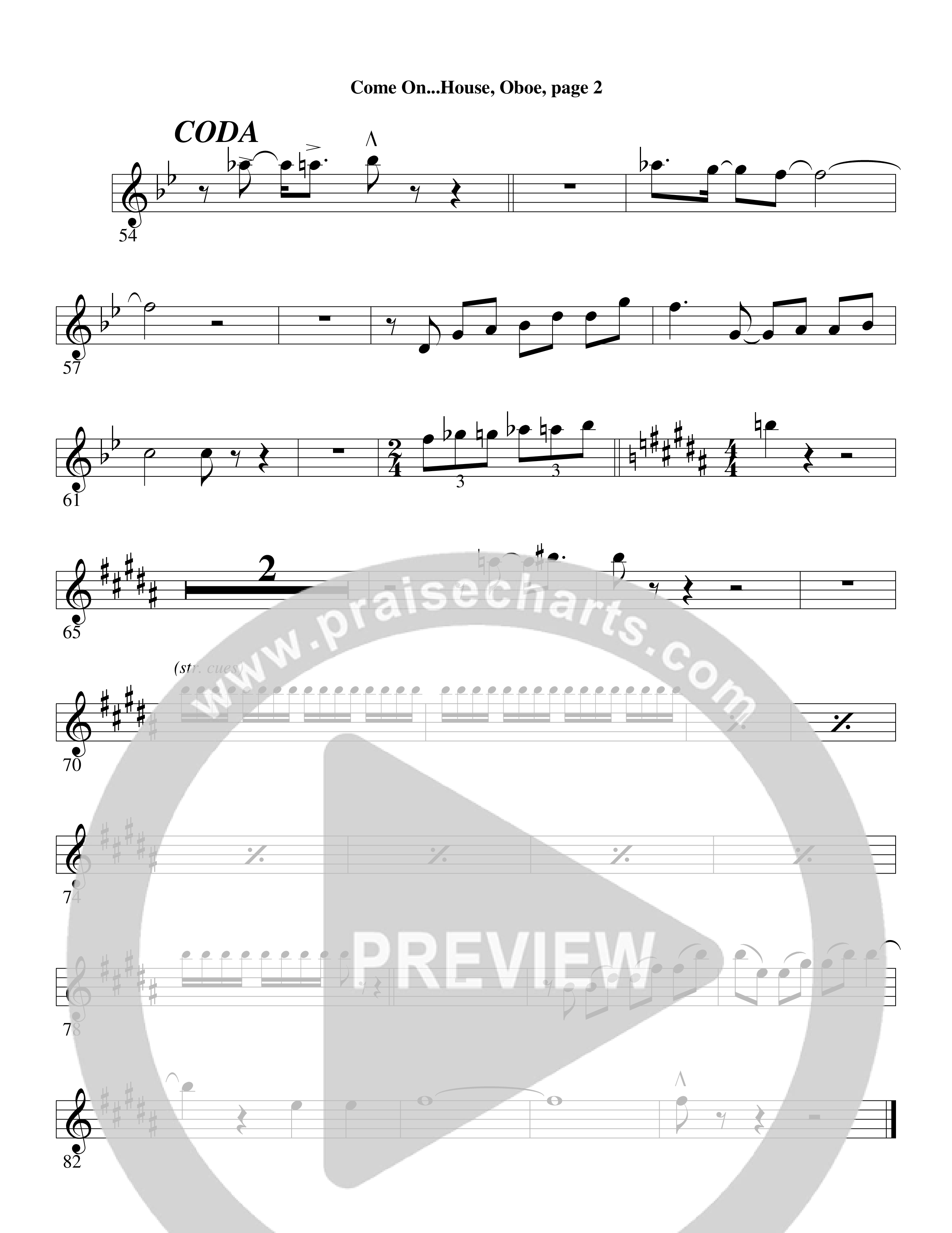 Come On into the House (Choral Anthem SATB) Oboe (Word Music Choral / Arr. David Clydesdale)