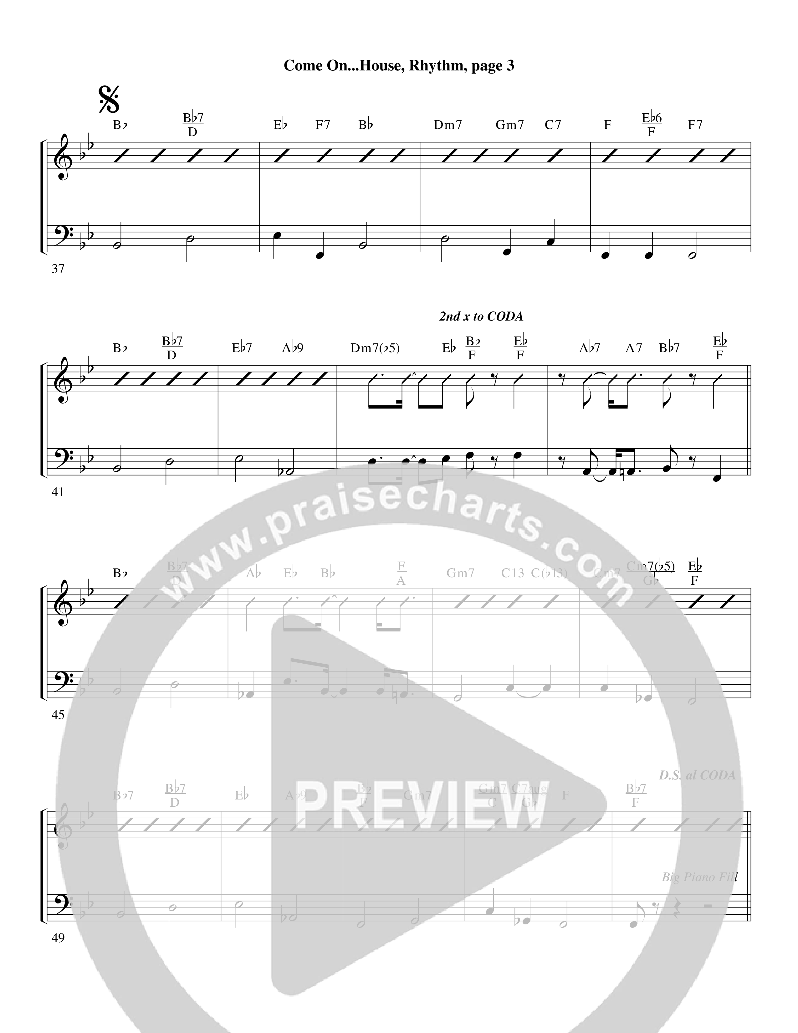 Come On into the House (Choral Anthem SATB) Rhythm Chart (Word Music Choral / Arr. David Clydesdale)