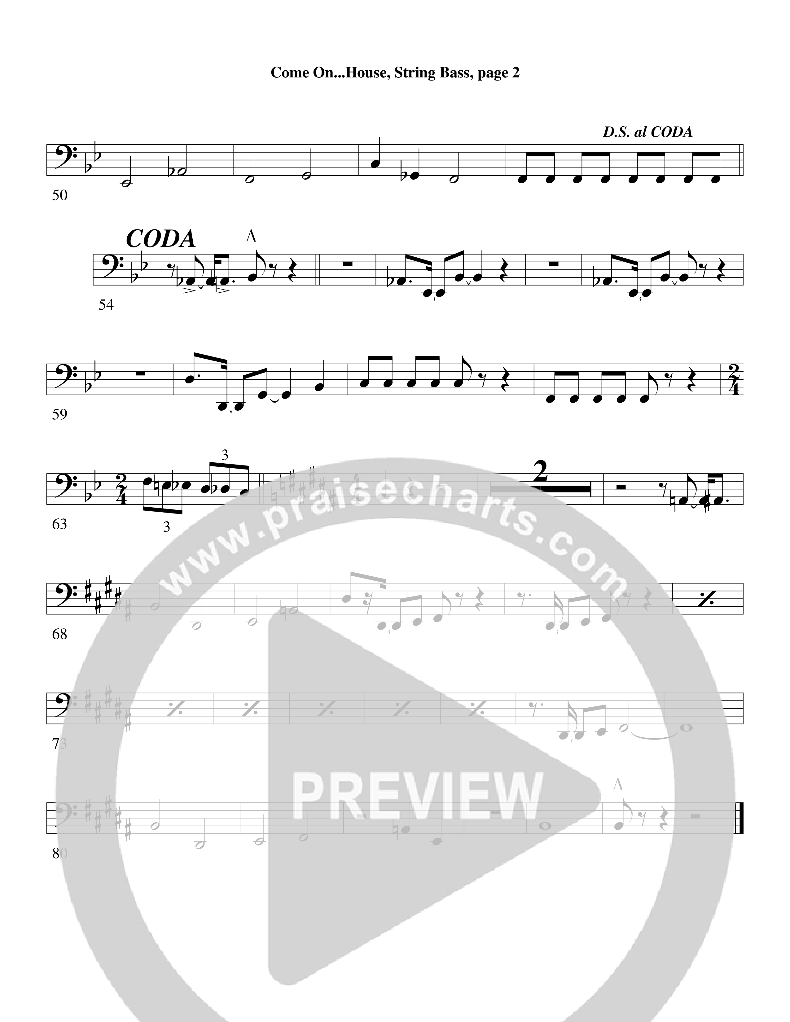 Come On into the House (Choral Anthem SATB) String Bass (Word Music Choral / Arr. David Clydesdale)