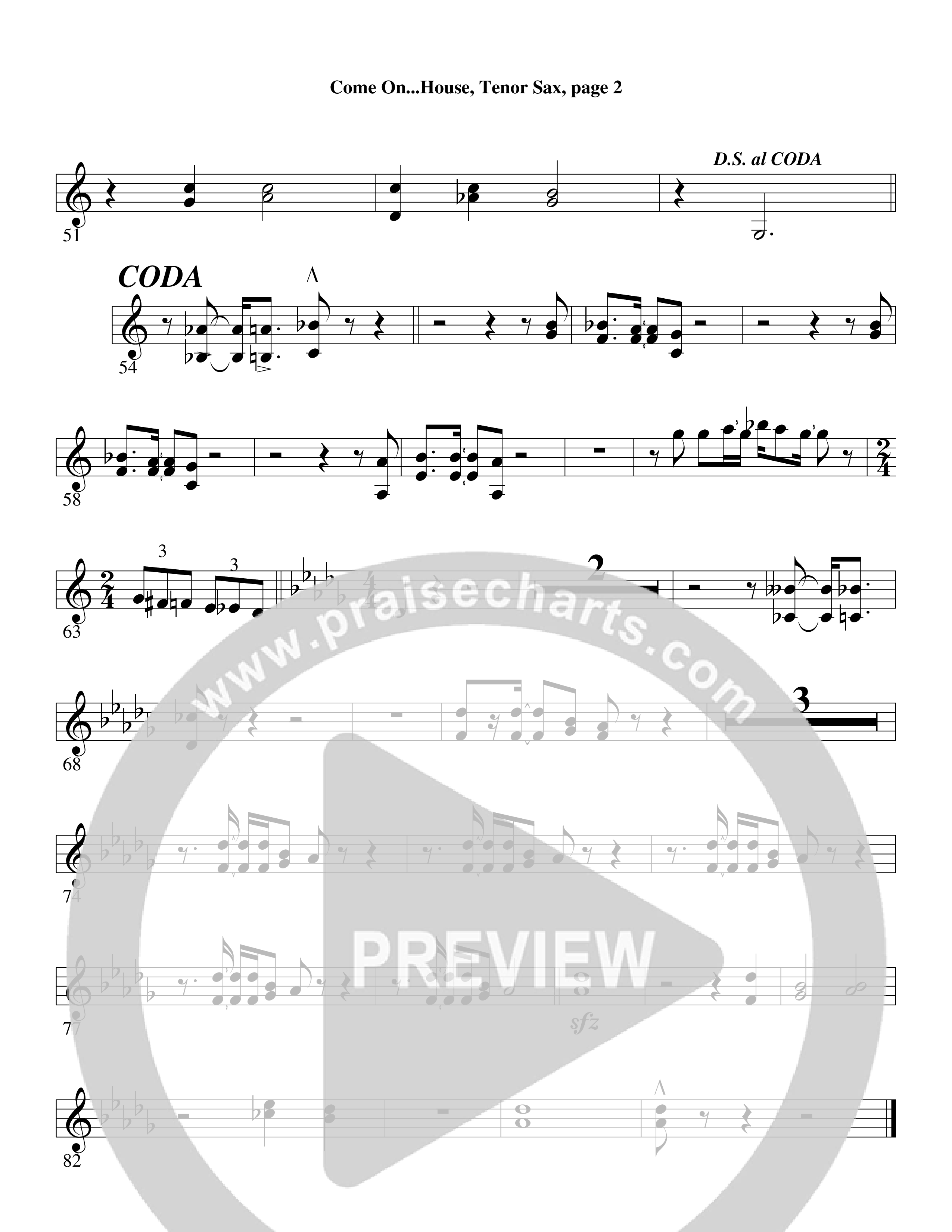 Come On into the House (Choral Anthem SATB) Tenor Sax/Baritone T.C. (Word Music Choral / Arr. David Clydesdale)