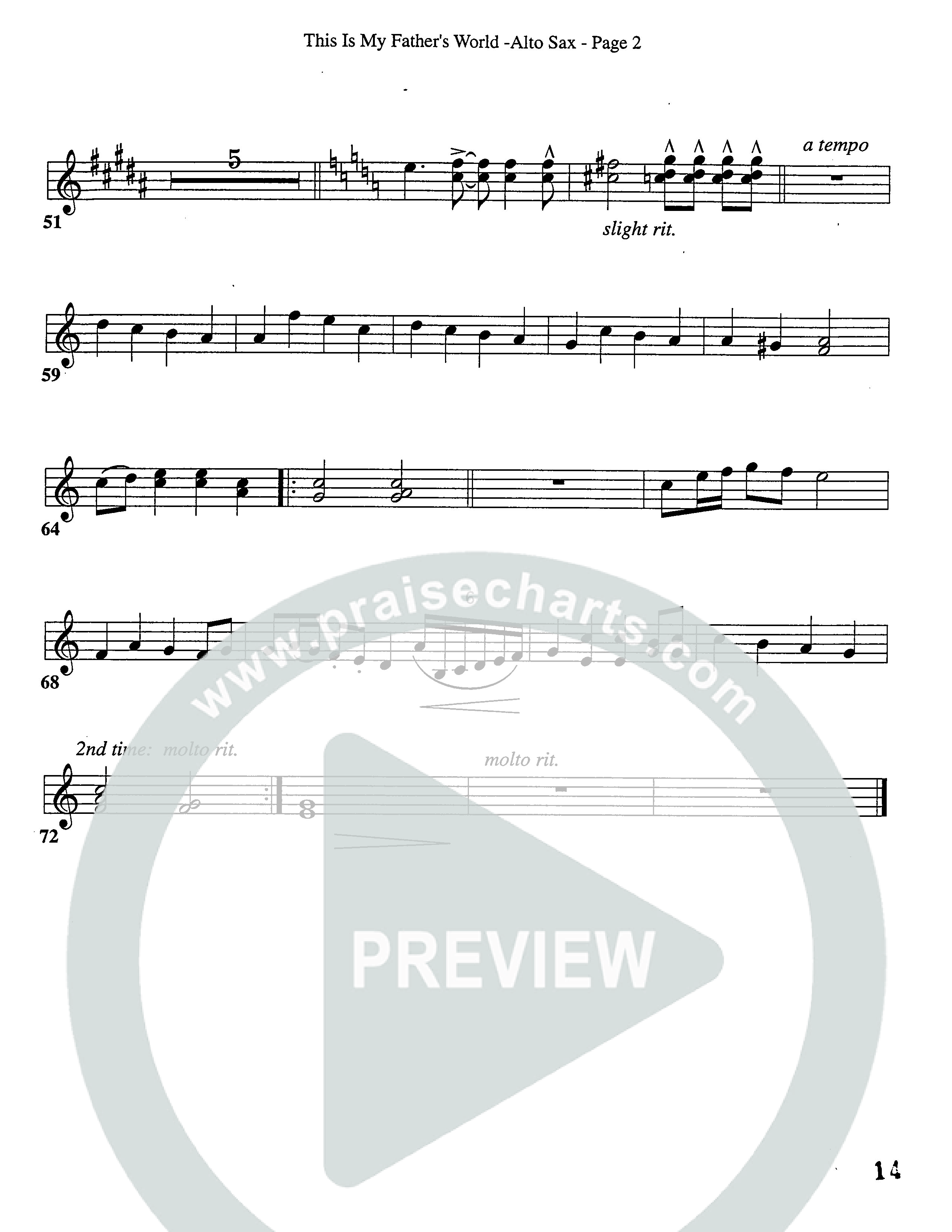 This Is My Father's World (Choral Anthem SATB) Alto Sax (Word Music Choral / Orch. Lee Poquette)