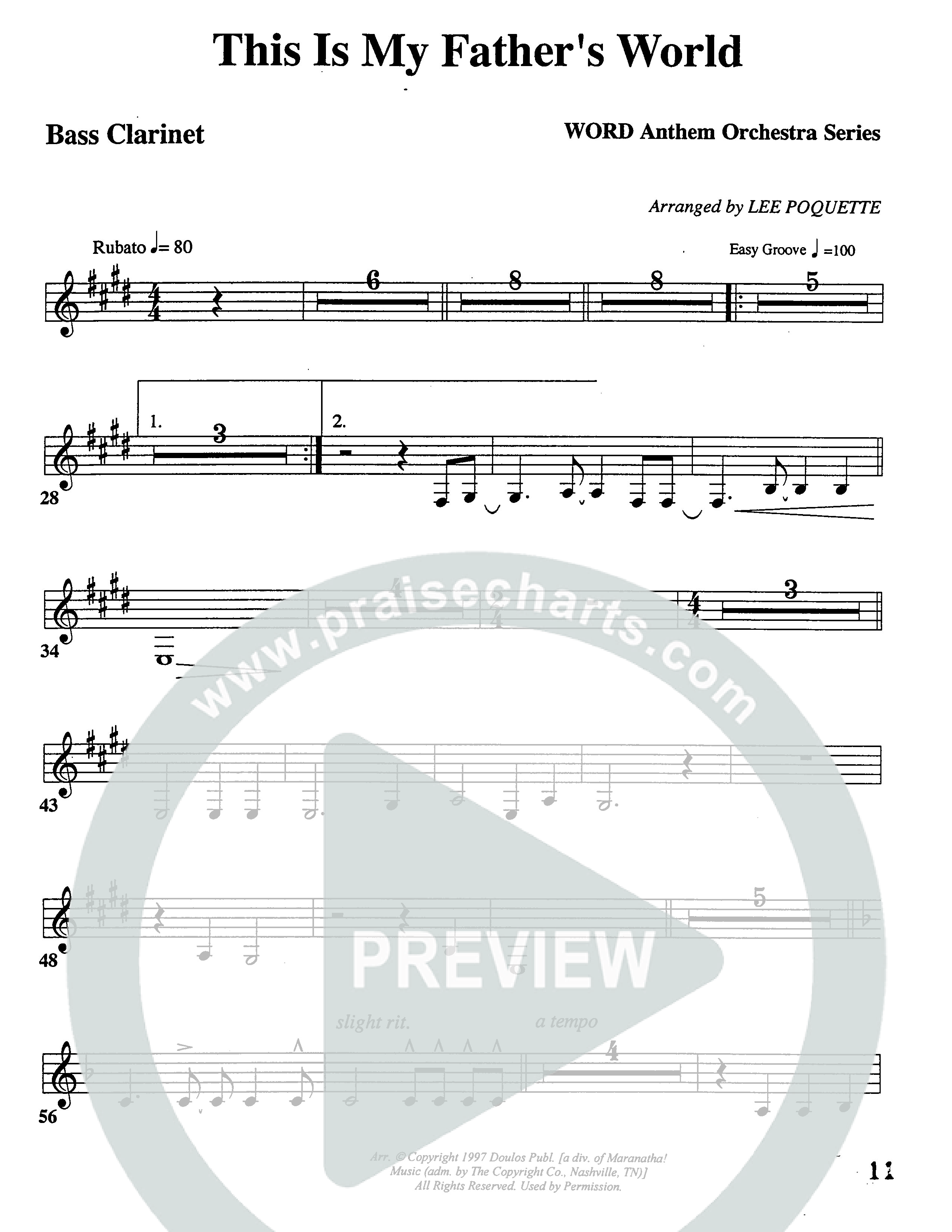 This Is My Father's World (Choral Anthem SATB) Bass Clarinet (Word Music Choral / Orch. Lee Poquette)
