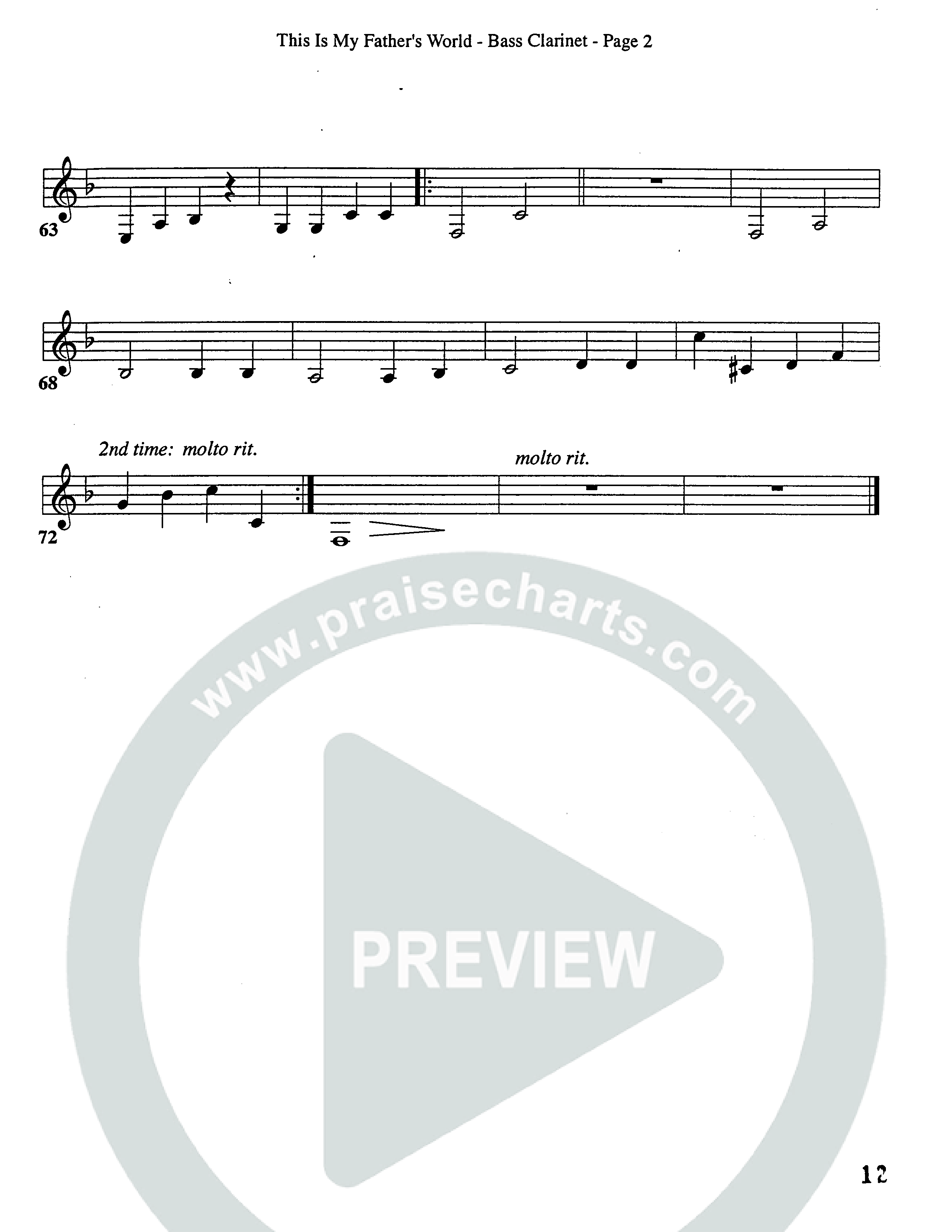 This Is My Father's World (Choral Anthem SATB) Bass Clarinet (Word Music Choral / Orch. Lee Poquette)