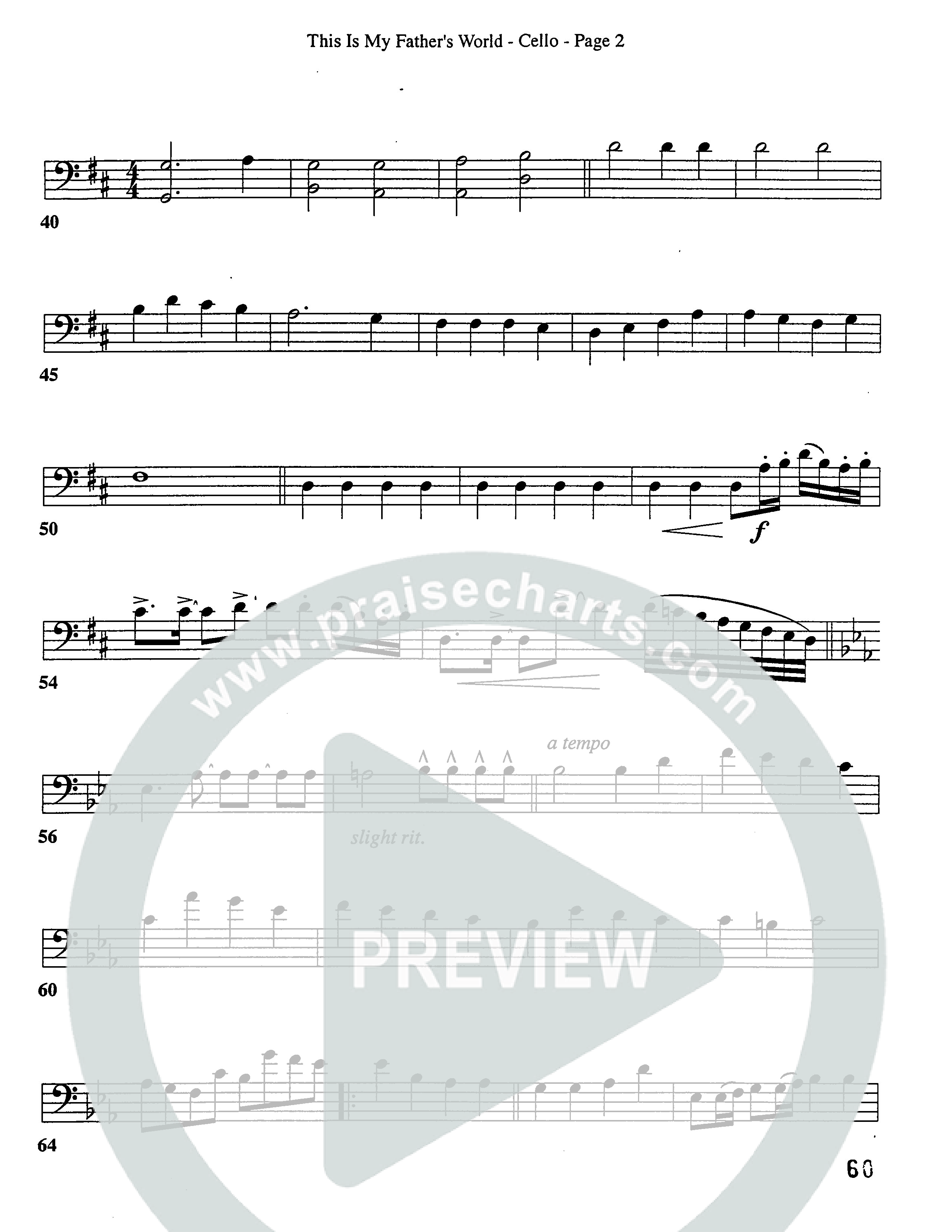 This Is My Father's World (Choral Anthem SATB) Cello (Word Music Choral / Orch. Lee Poquette)