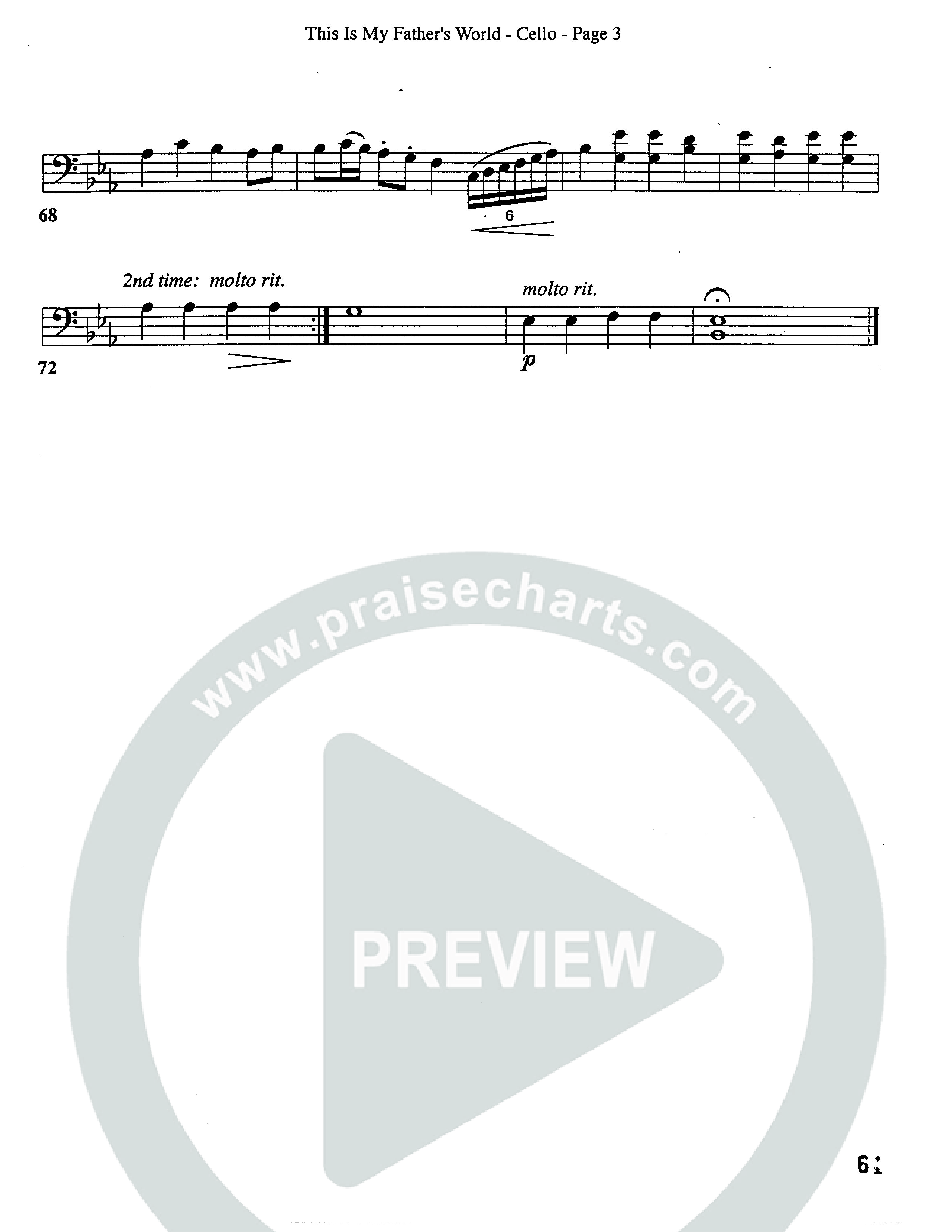 This Is My Father's World (Choral Anthem SATB) Cello (Word Music Choral / Orch. Lee Poquette)