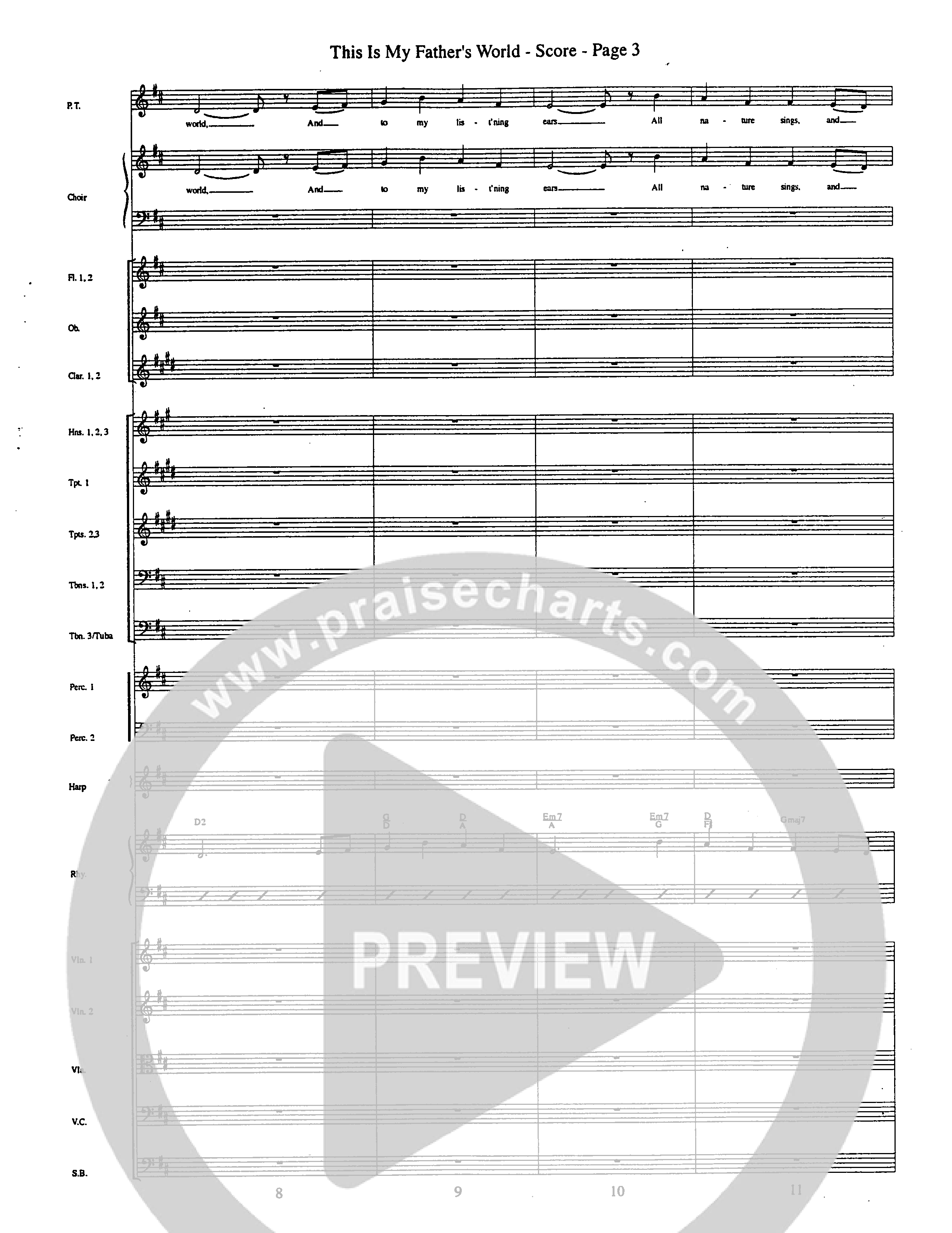 This Is My Father's World (Choral Anthem SATB) Orchestration (Word Music Choral / Orch. Lee Poquette)