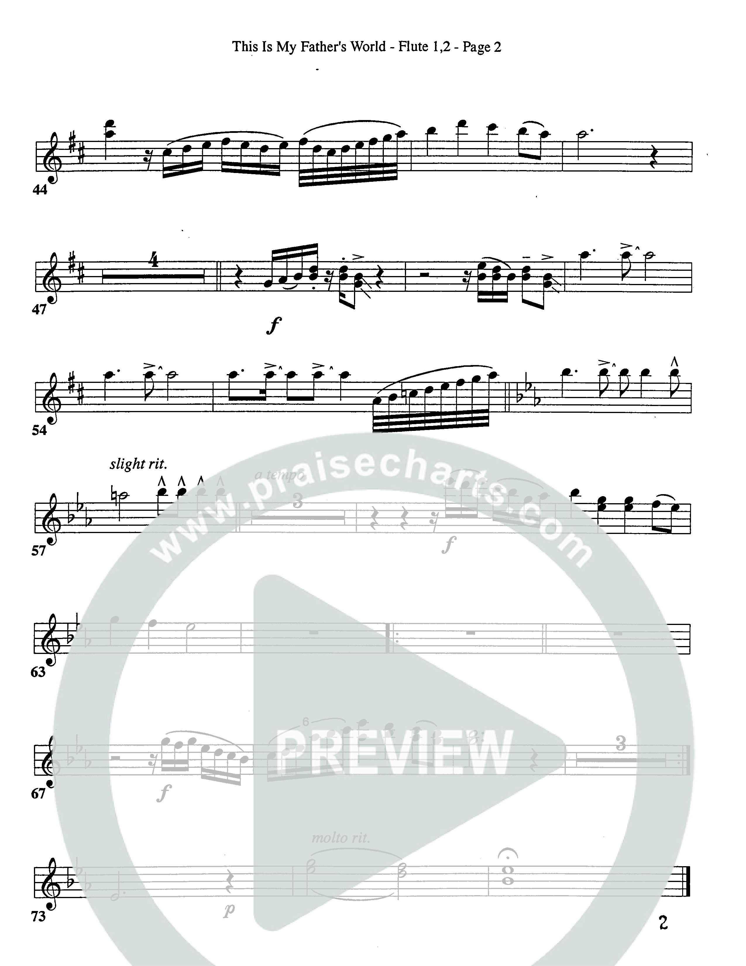 This Is My Father's World (Choral Anthem SATB) Flute 1/2 (Word Music Choral / Orch. Lee Poquette)