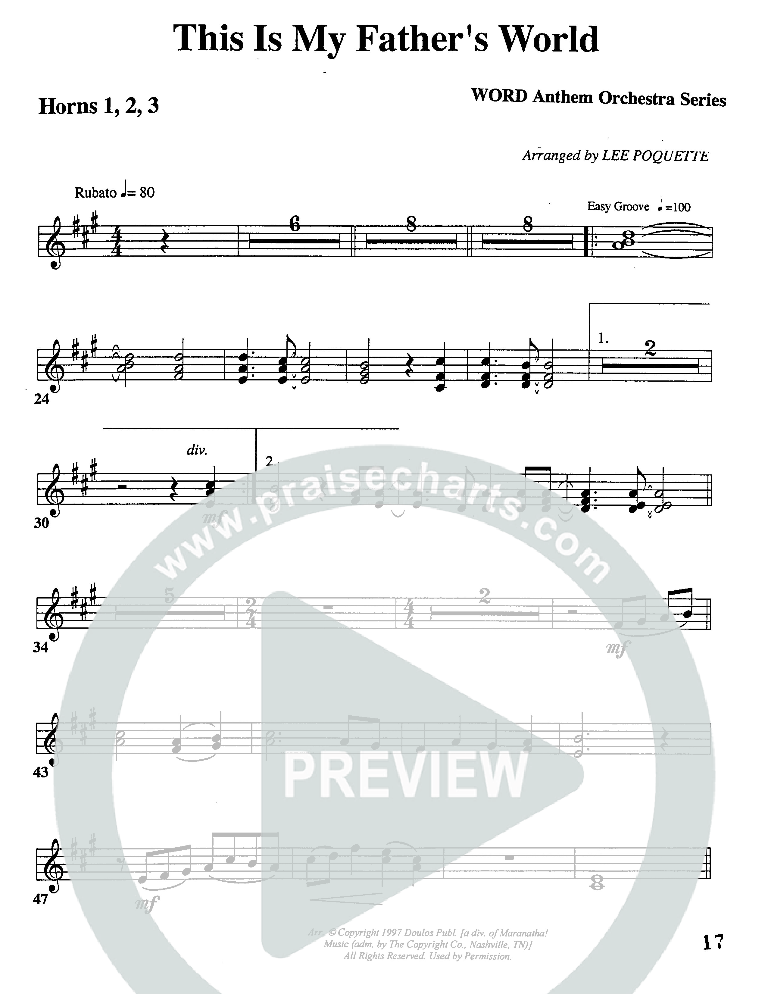 This Is My Father's World (Choral Anthem SATB) French Horn (Word Music Choral / Orch. Lee Poquette)
