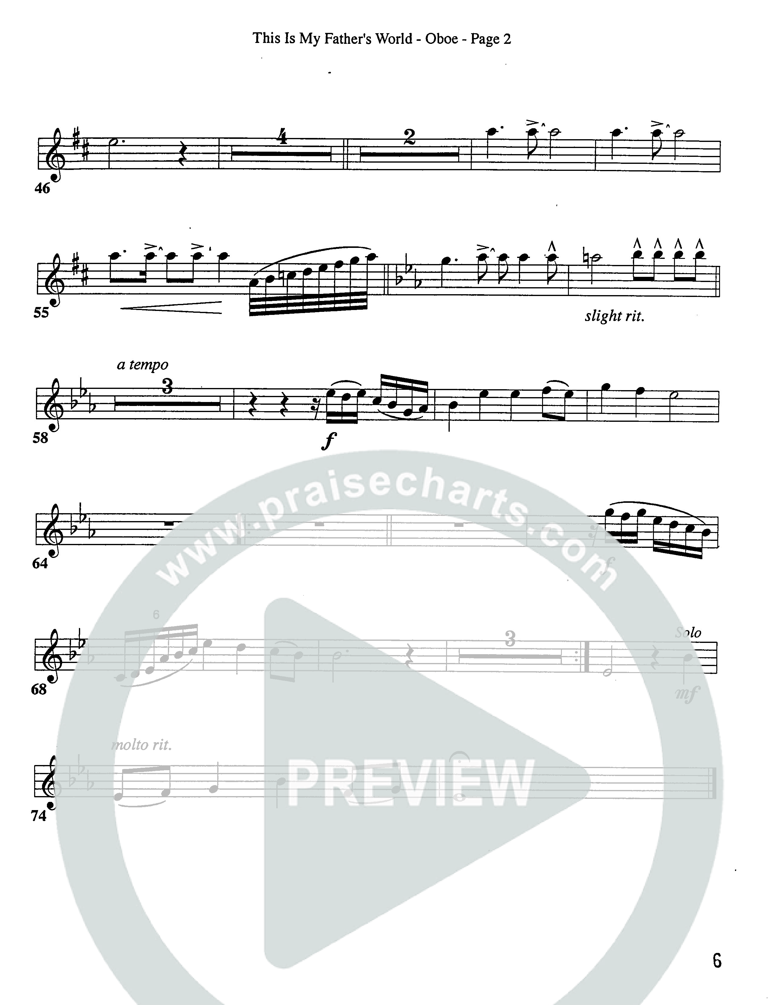 This Is My Father's World (Choral Anthem SATB) Oboe (Word Music Choral / Orch. Lee Poquette)