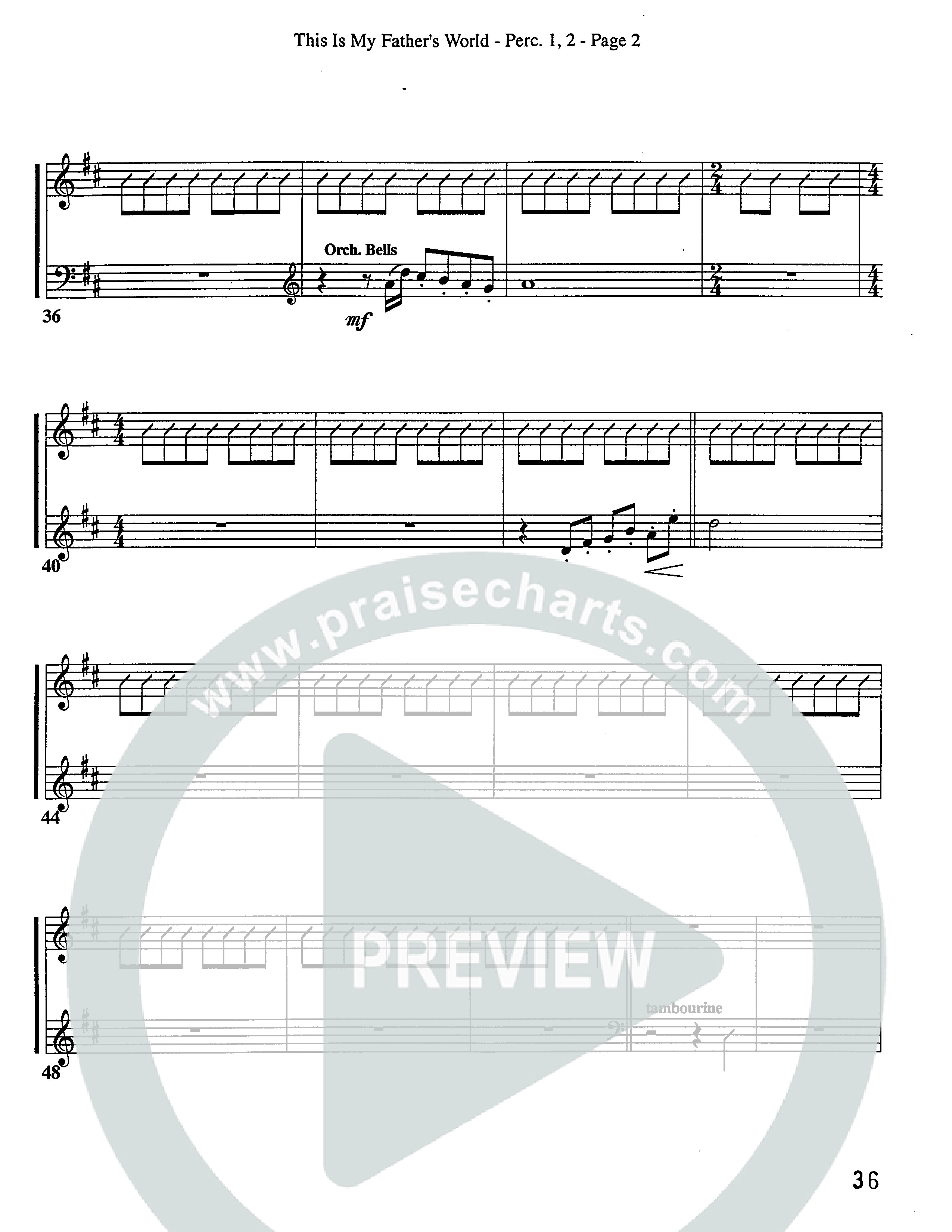 This Is My Father's World (Choral Anthem SATB) Percussion (Word Music Choral / Orch. Lee Poquette)