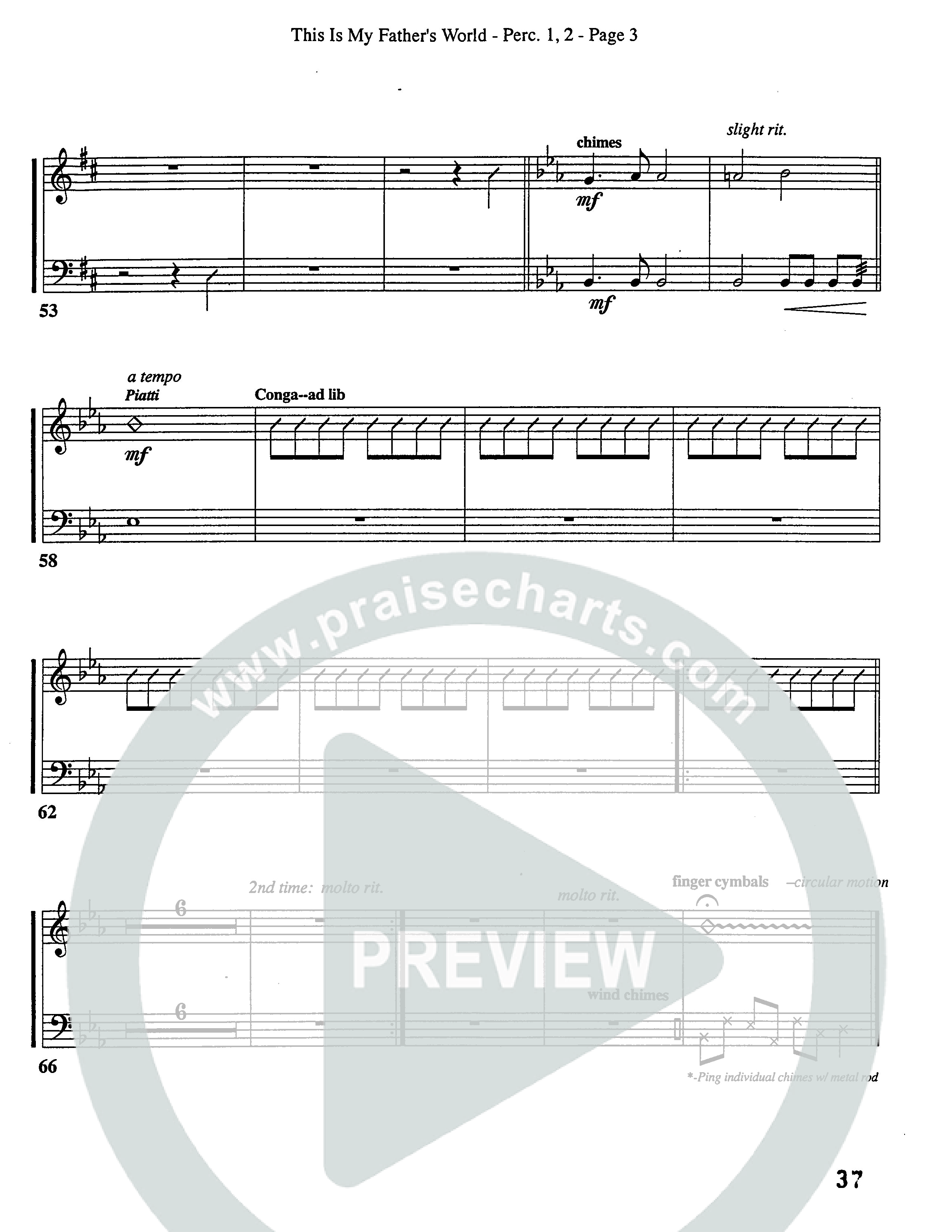 This Is My Father's World (Choral Anthem SATB) Percussion (Word Music Choral / Orch. Lee Poquette)