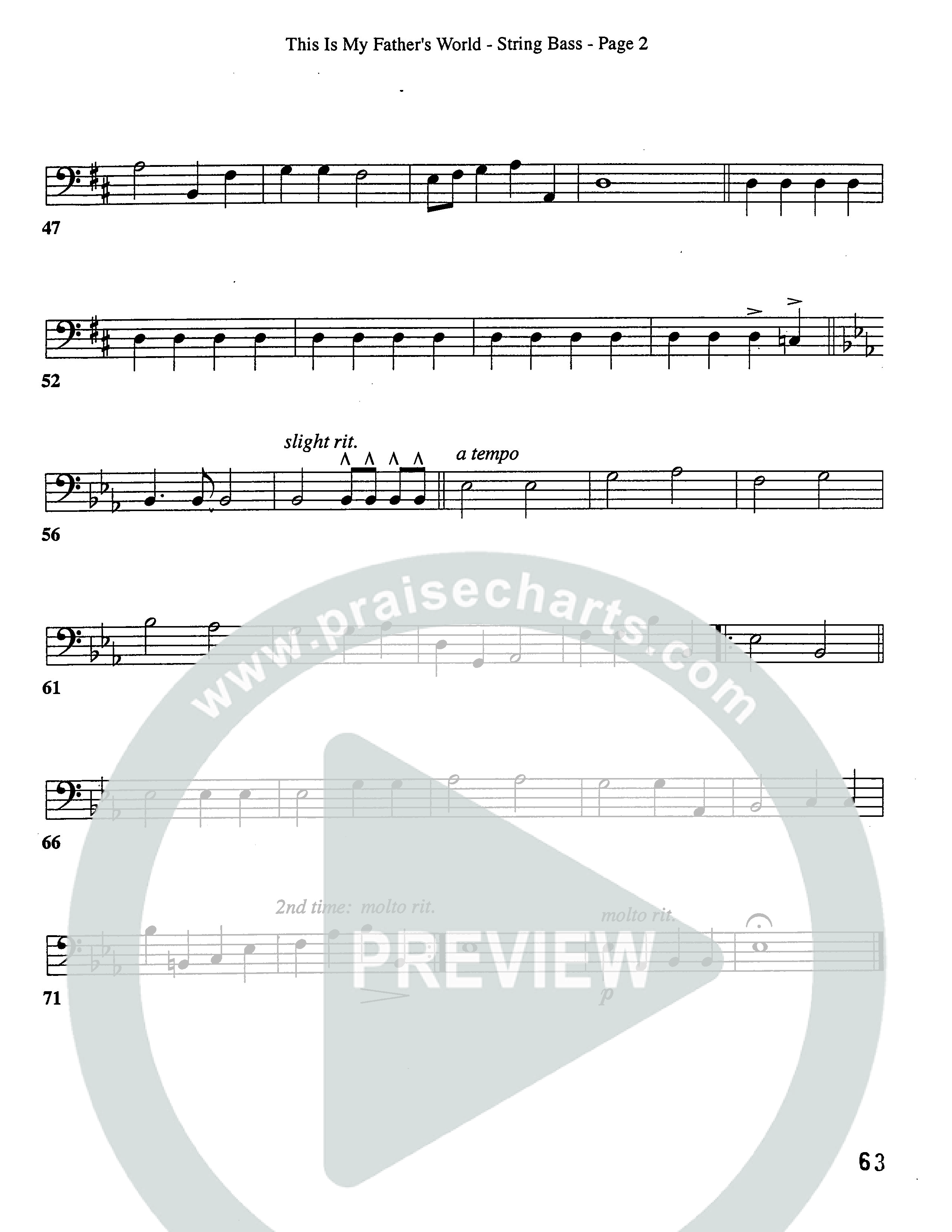 This Is My Father's World (Choral Anthem SATB) String Bass (Word Music Choral / Orch. Lee Poquette)