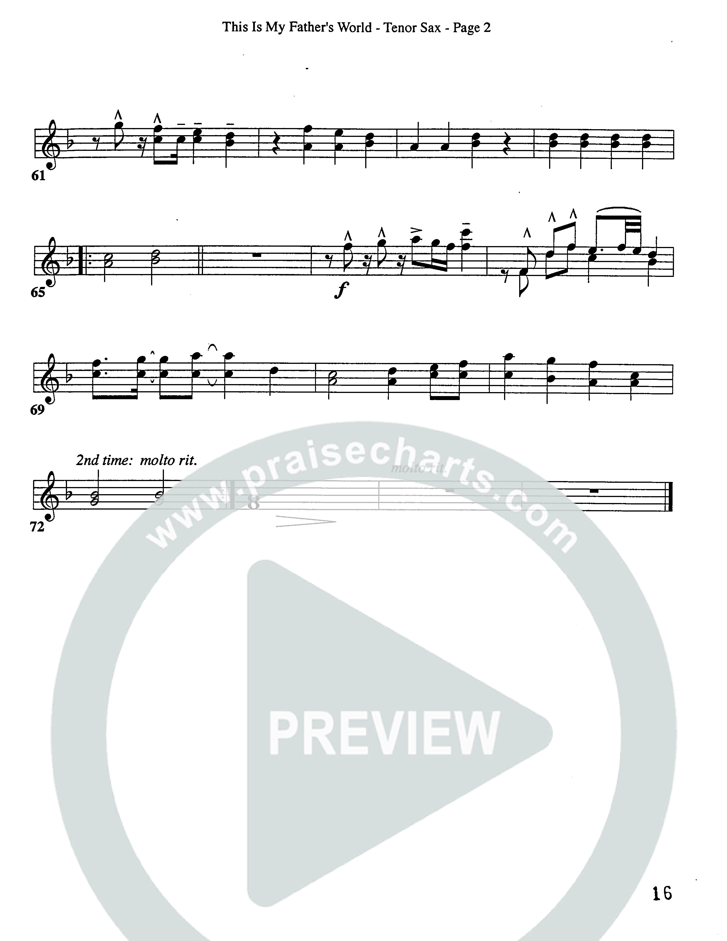 This Is My Father's World (Choral Anthem SATB) Tenor Sax/Baritone T.C. (Word Music Choral / Orch. Lee Poquette)