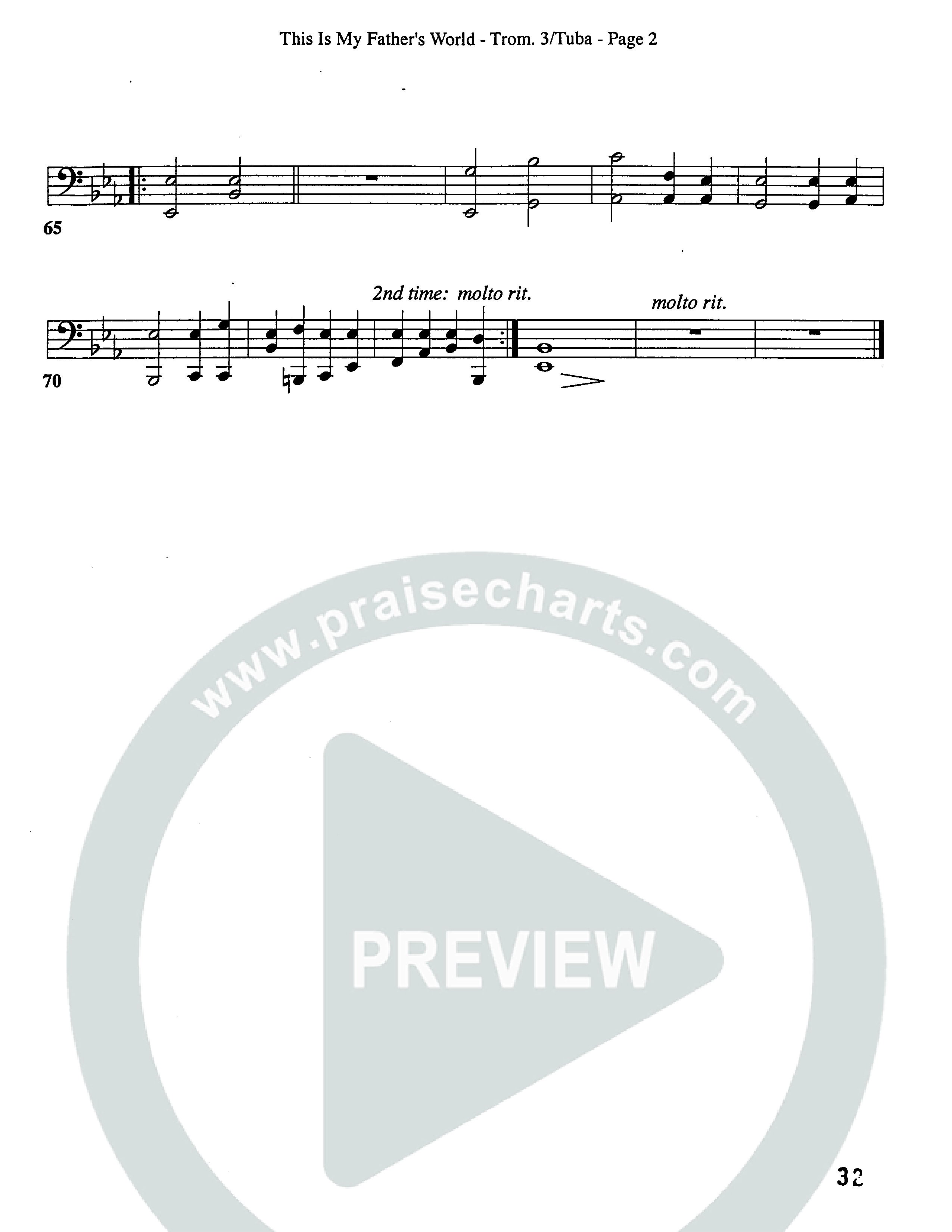 This Is My Father's World (Choral Anthem SATB) Trombone 3/Tuba (Word Music Choral / Orch. Lee Poquette)