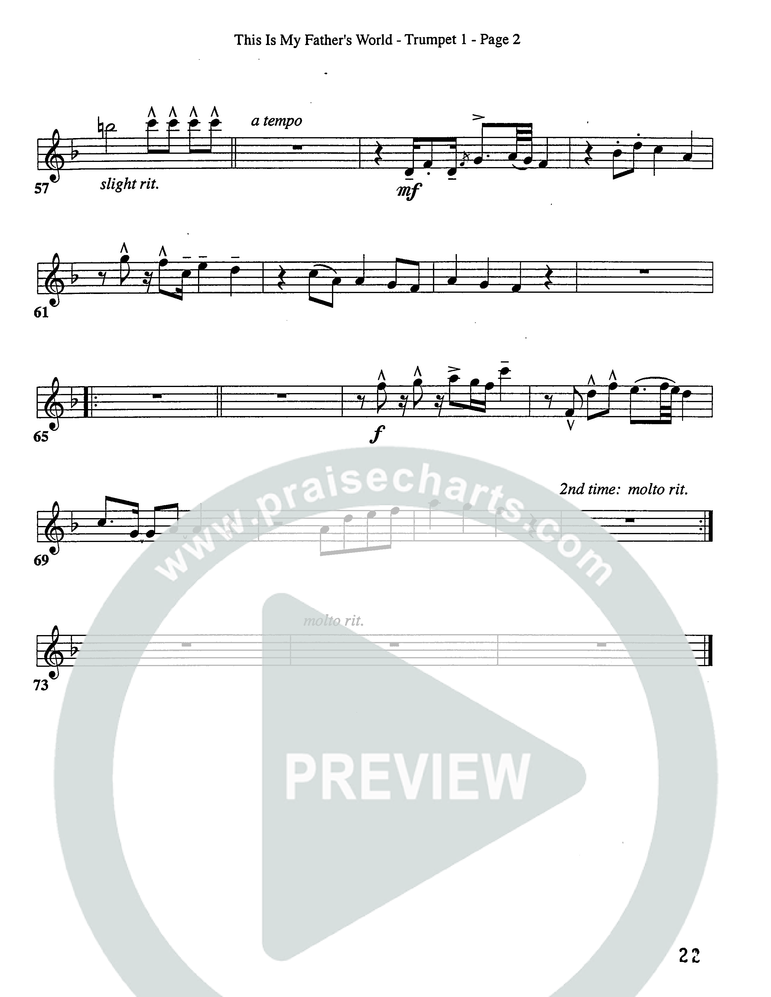This Is My Father's World (Choral Anthem SATB) Trumpet (Word Music Choral / Orch. Lee Poquette)