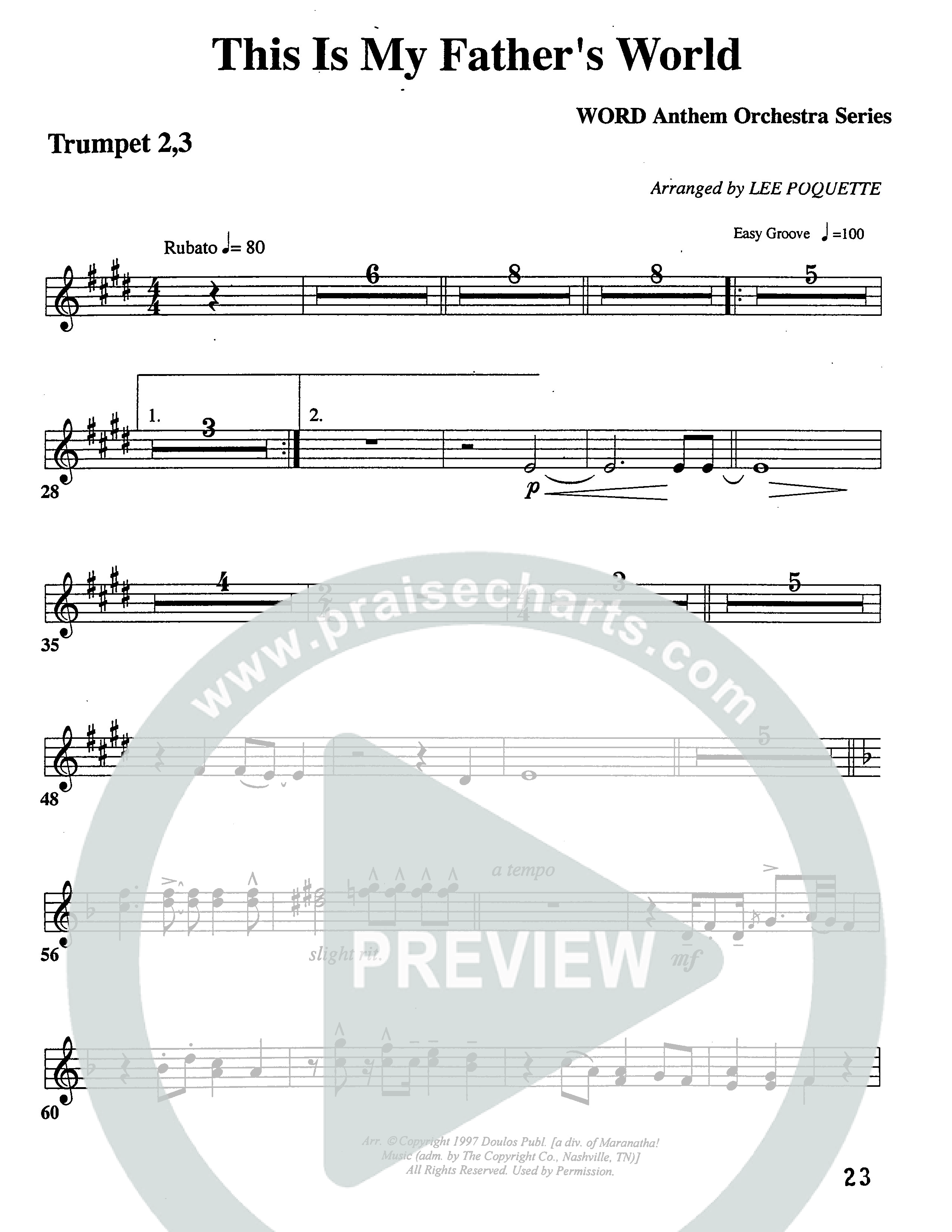 This Is My Father's World (Choral Anthem SATB) Trumpet (Word Music Choral / Orch. Lee Poquette)