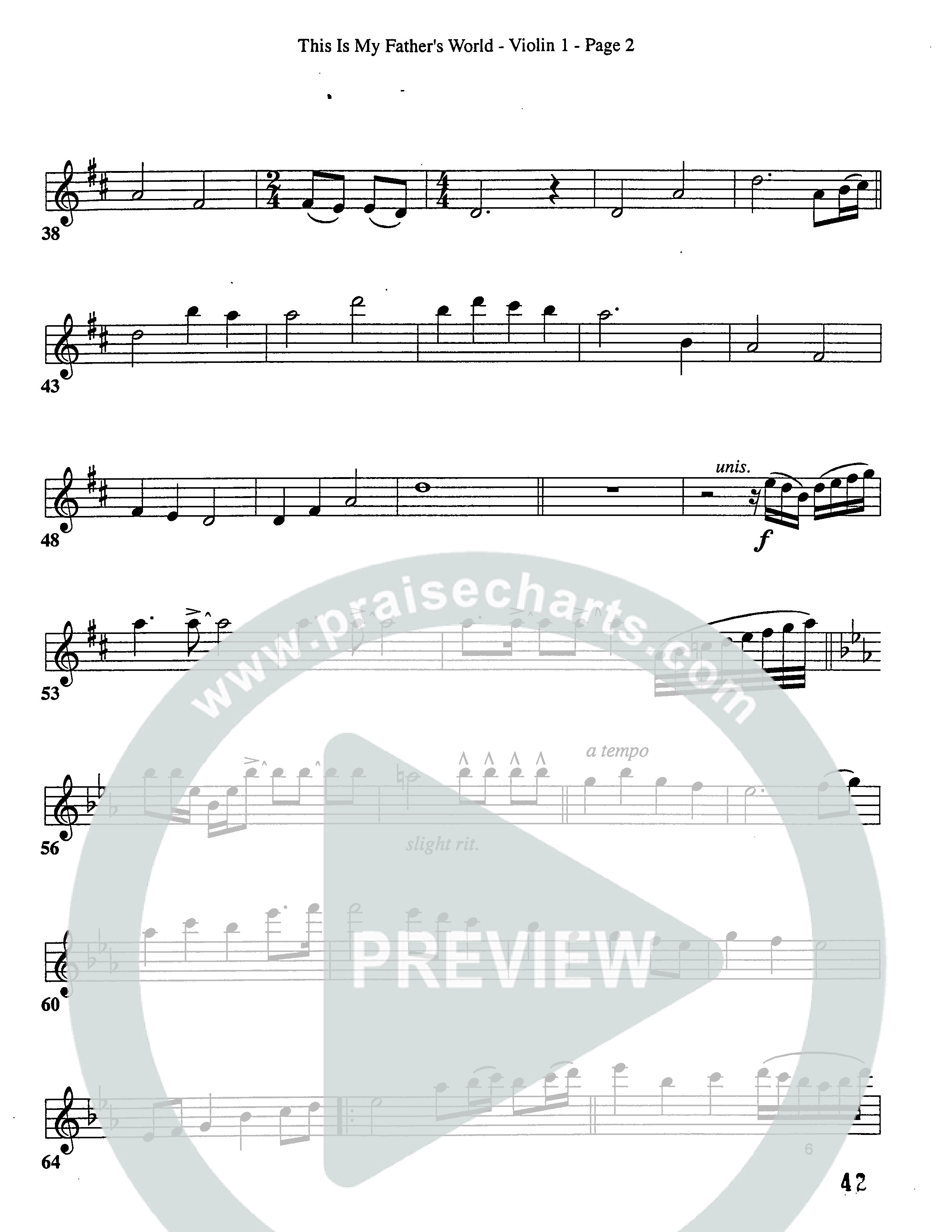 This Is My Father's World (Choral Anthem SATB) Violin 1/2 (Word Music Choral / Orch. Lee Poquette)
