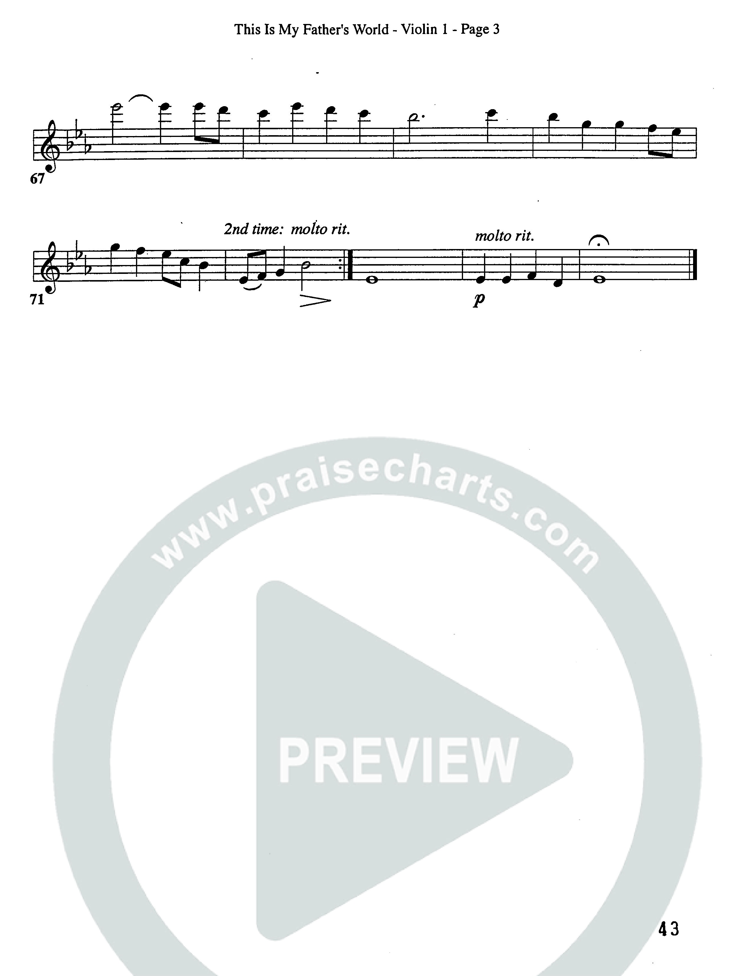 This Is My Father's World (Choral Anthem SATB) Violin 1/2 (Word Music Choral / Orch. Lee Poquette)