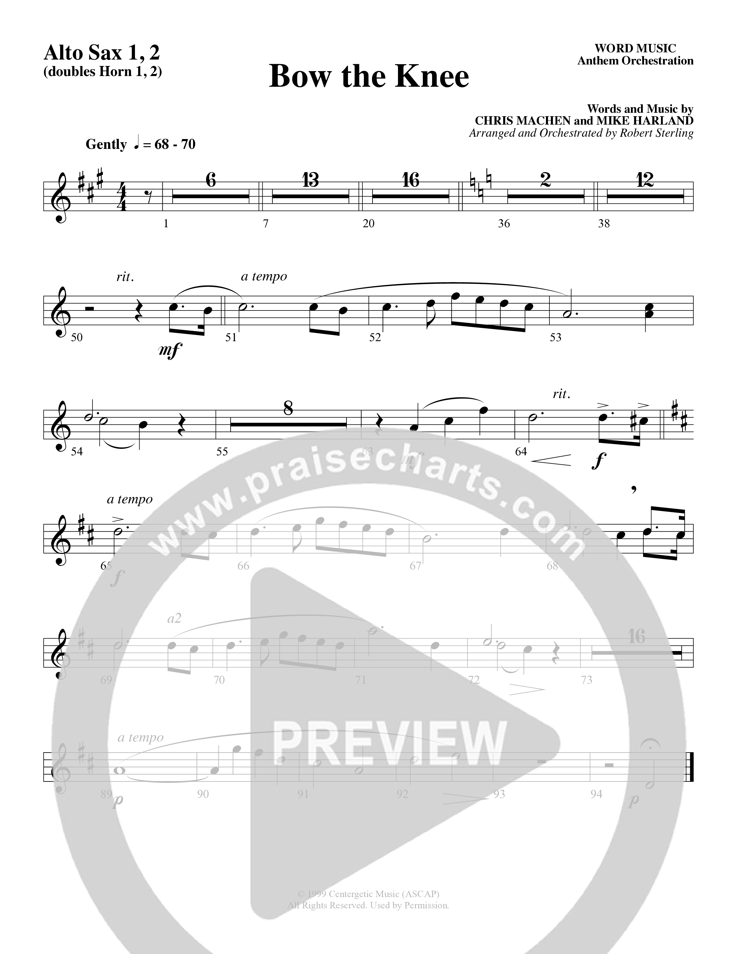 Bow The Knee (Choral Anthem SATB) Alto Sax 1/2 (Word Music Choral / Robert Sterling)