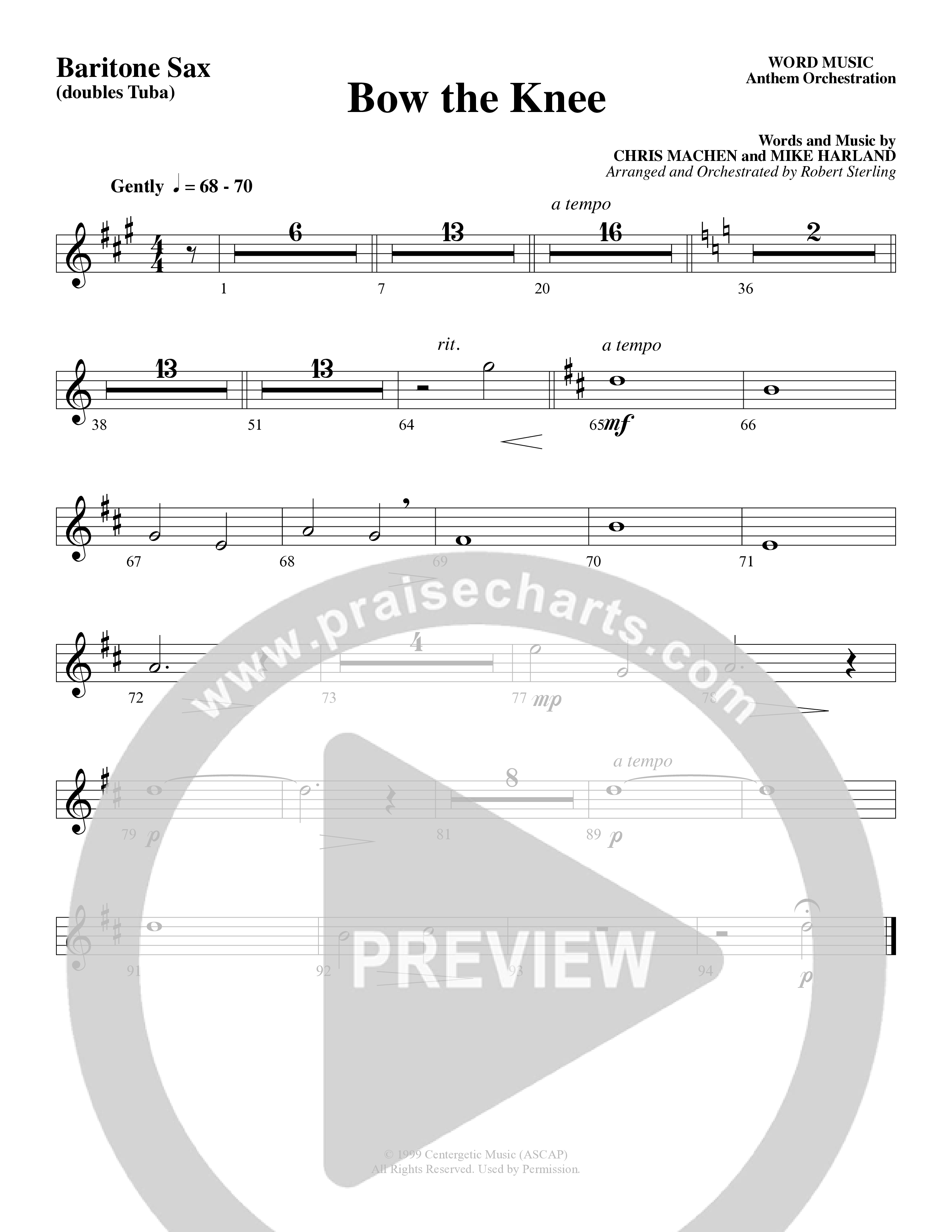 Bow The Knee (Choral Anthem SATB) Bari Sax (Word Music Choral / Robert Sterling)