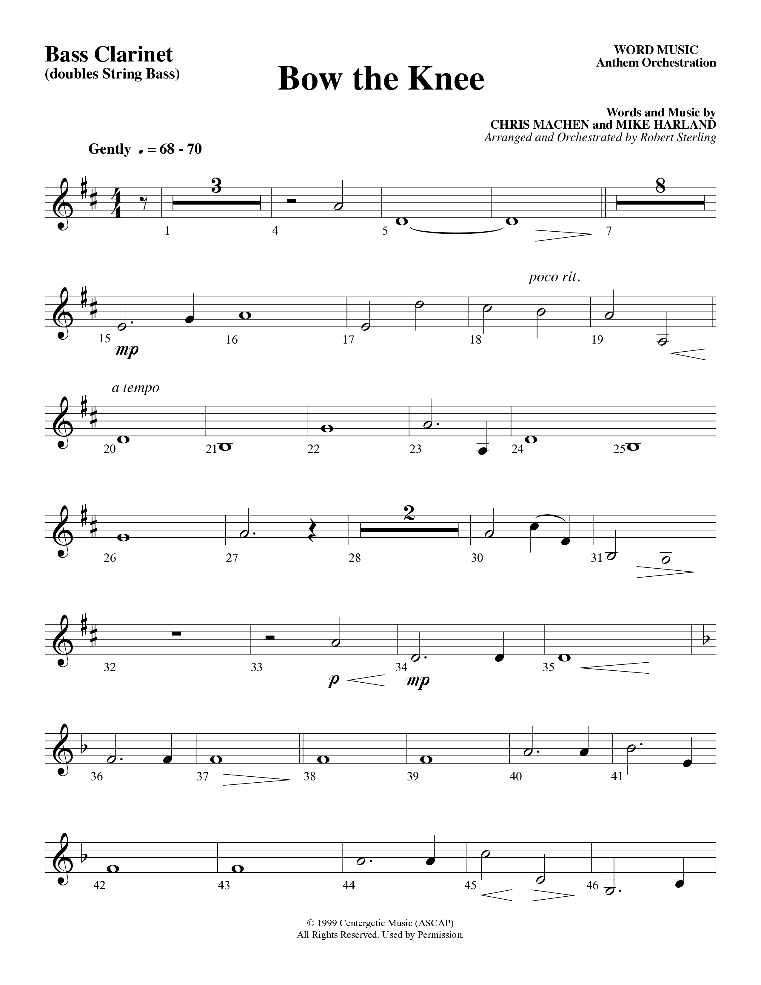 Bow The Knee (Choral Anthem SATB) Bass Clarinet (Word Music Choral / Robert Sterling)